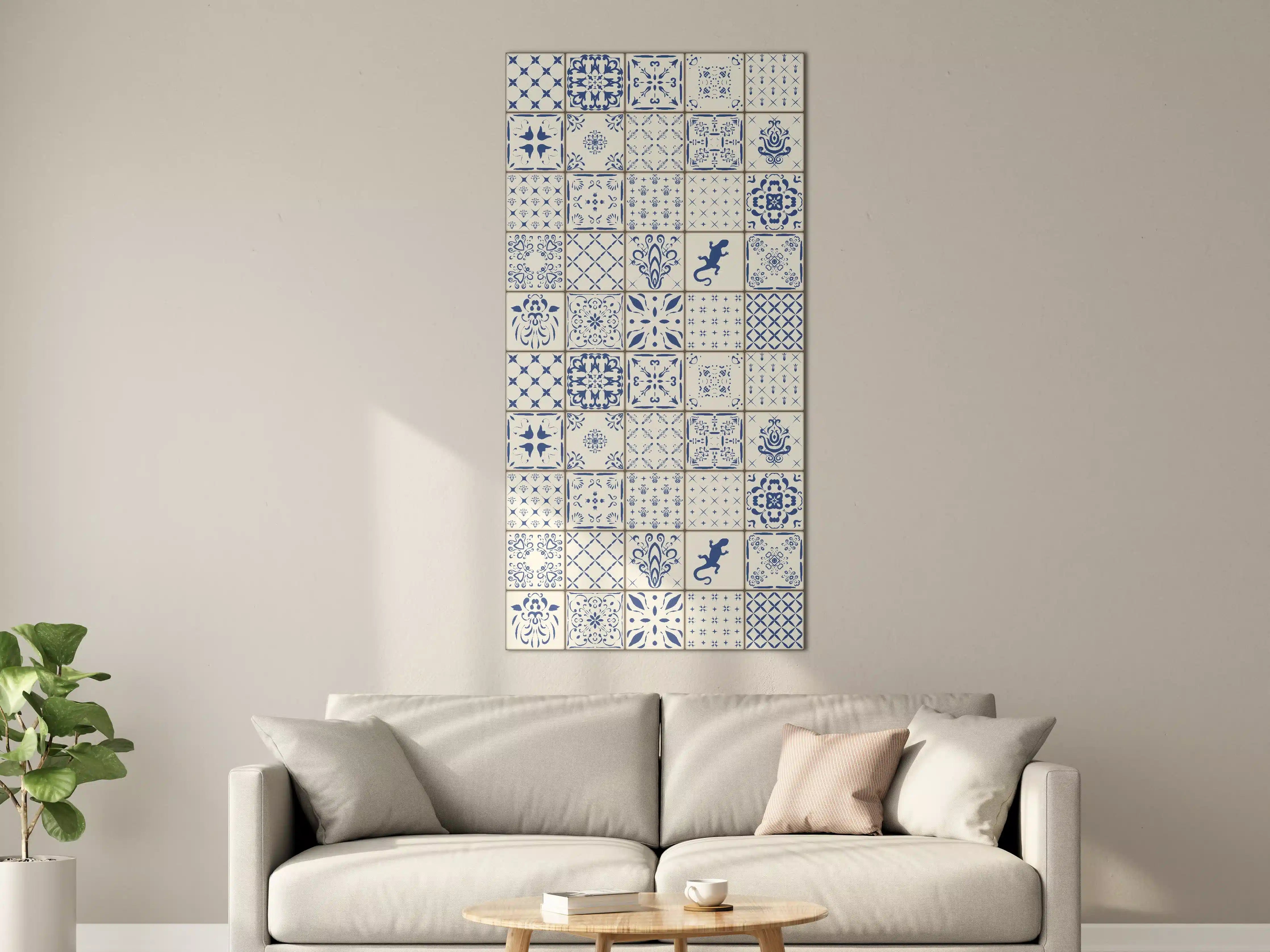 Große Wandbilder - Traditionelle Blau-Weiß Fliesenmuster