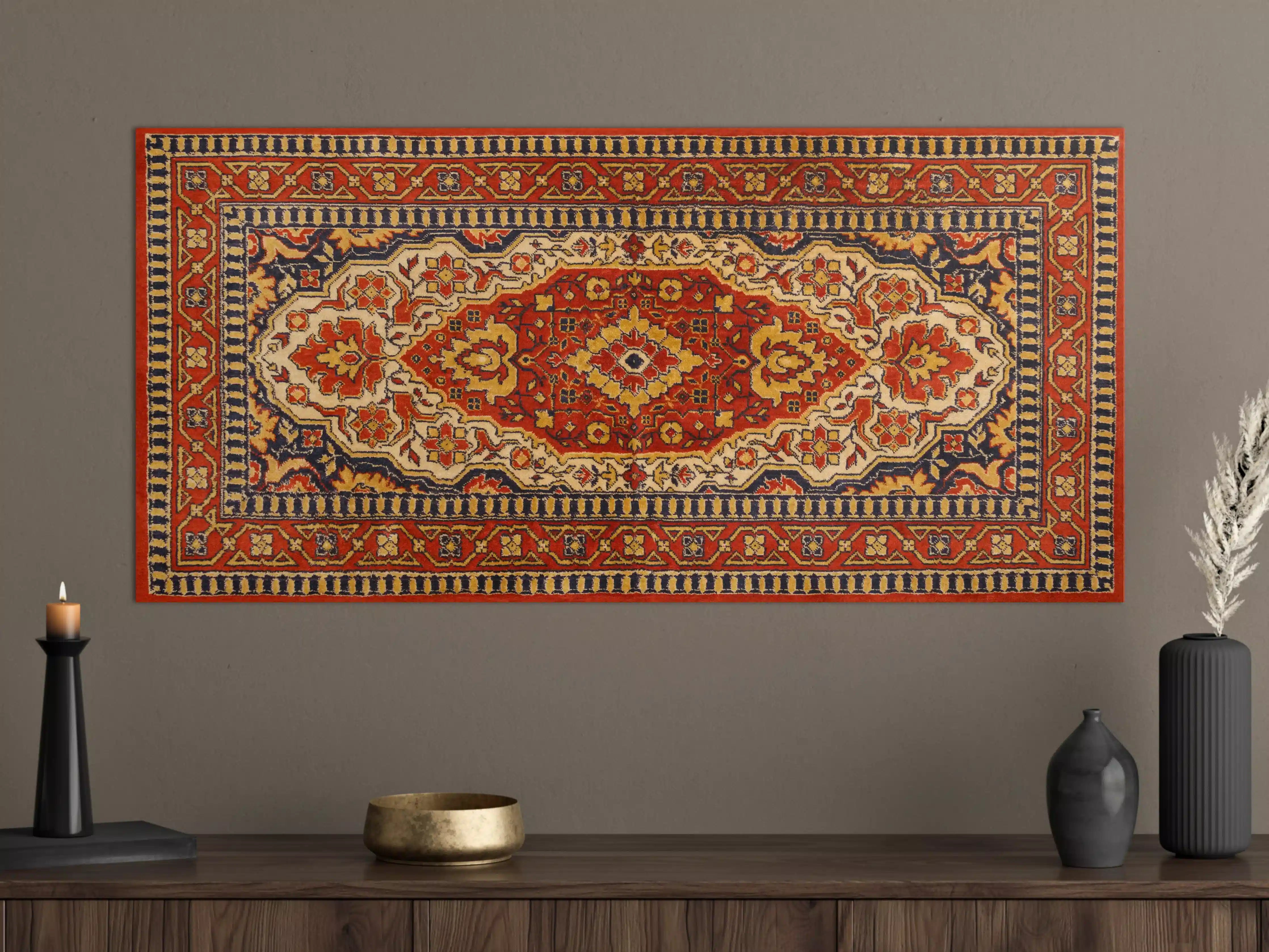 Große Wandbilder - Traditioneller Perser-Teppich mit Rot, Blau und Beige