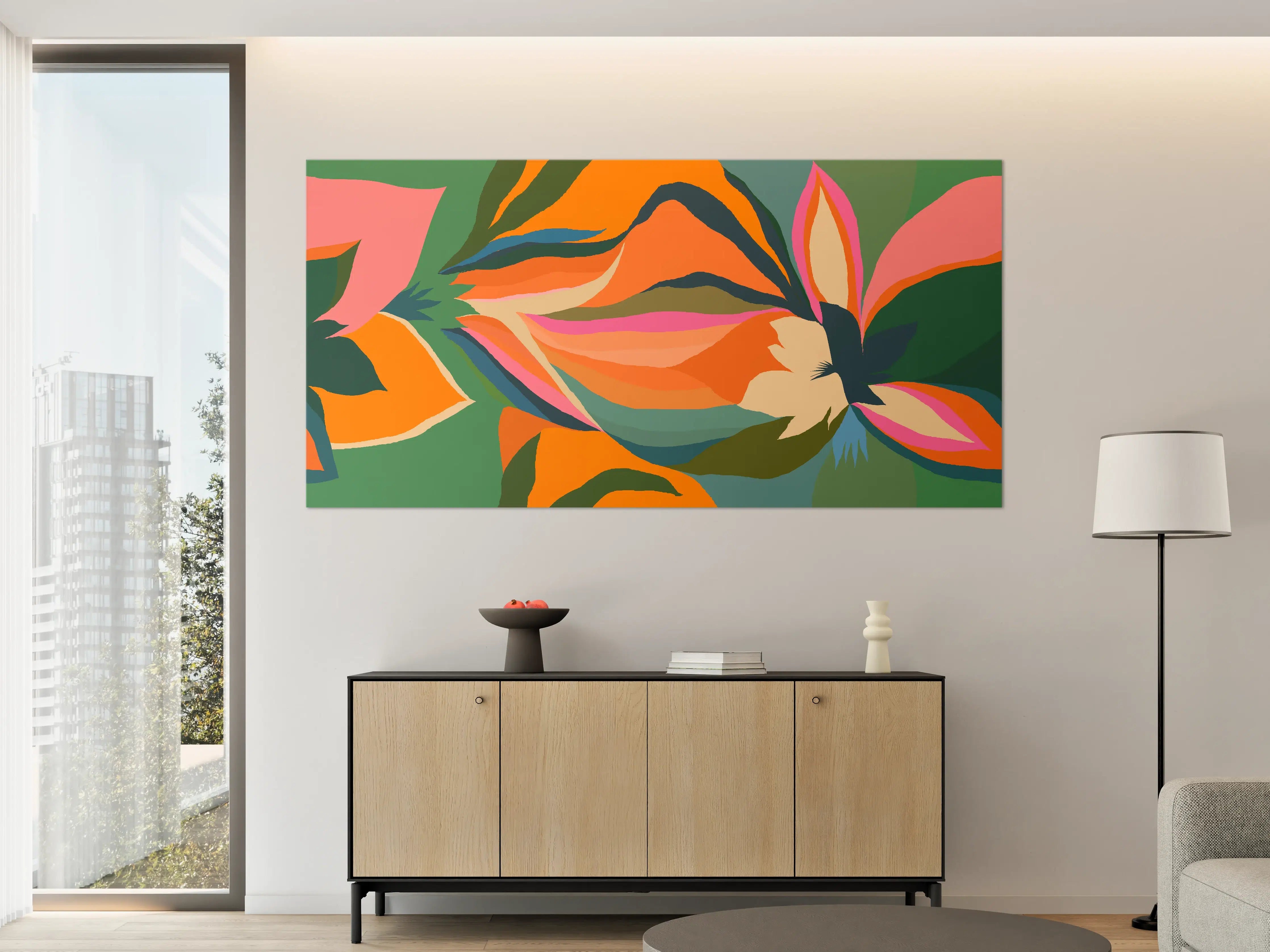 Große Wandbilder - Tropische Blüten in Orange