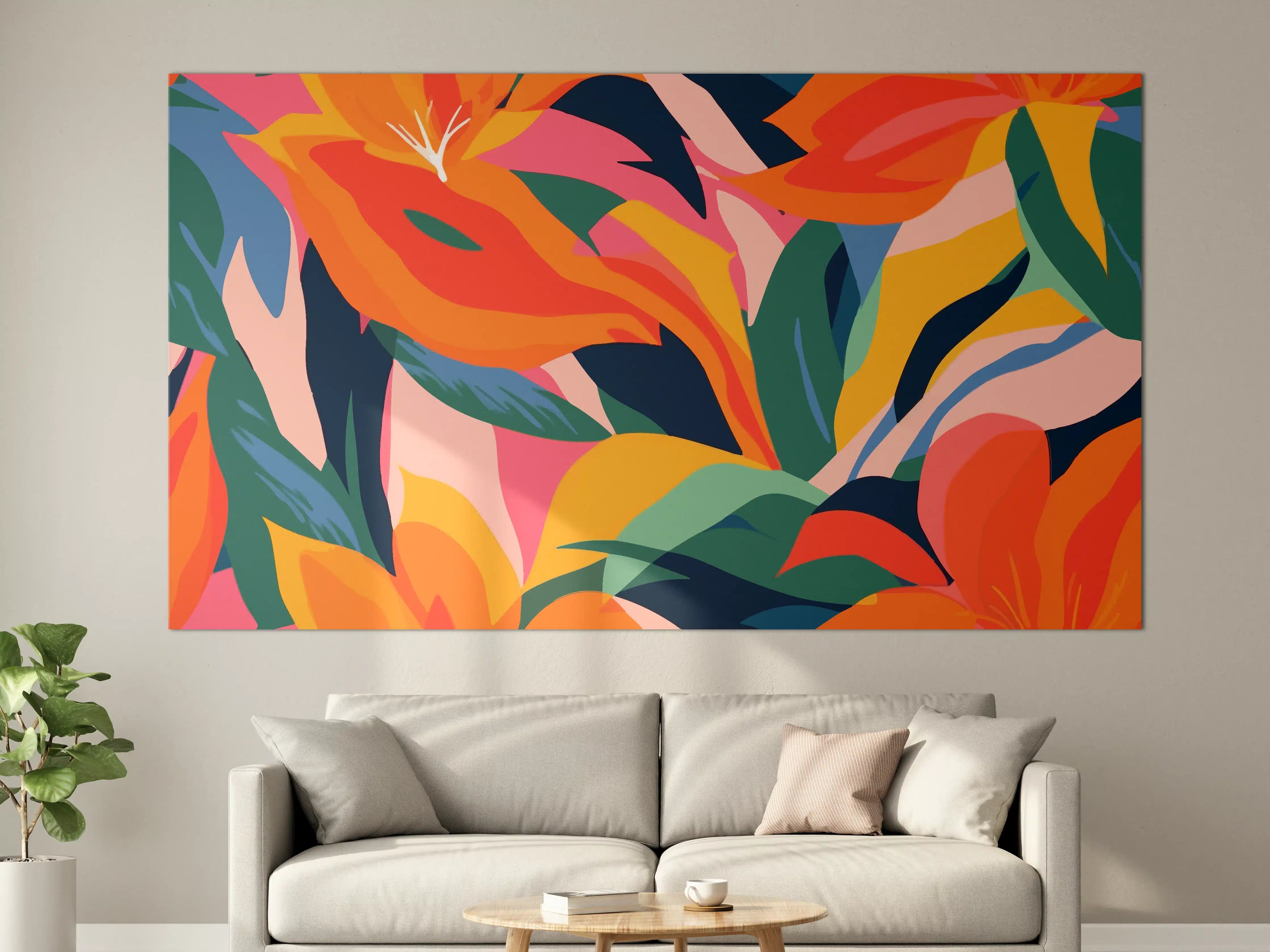 Große Wandbilder - Tropische Bunte Blumenillustration