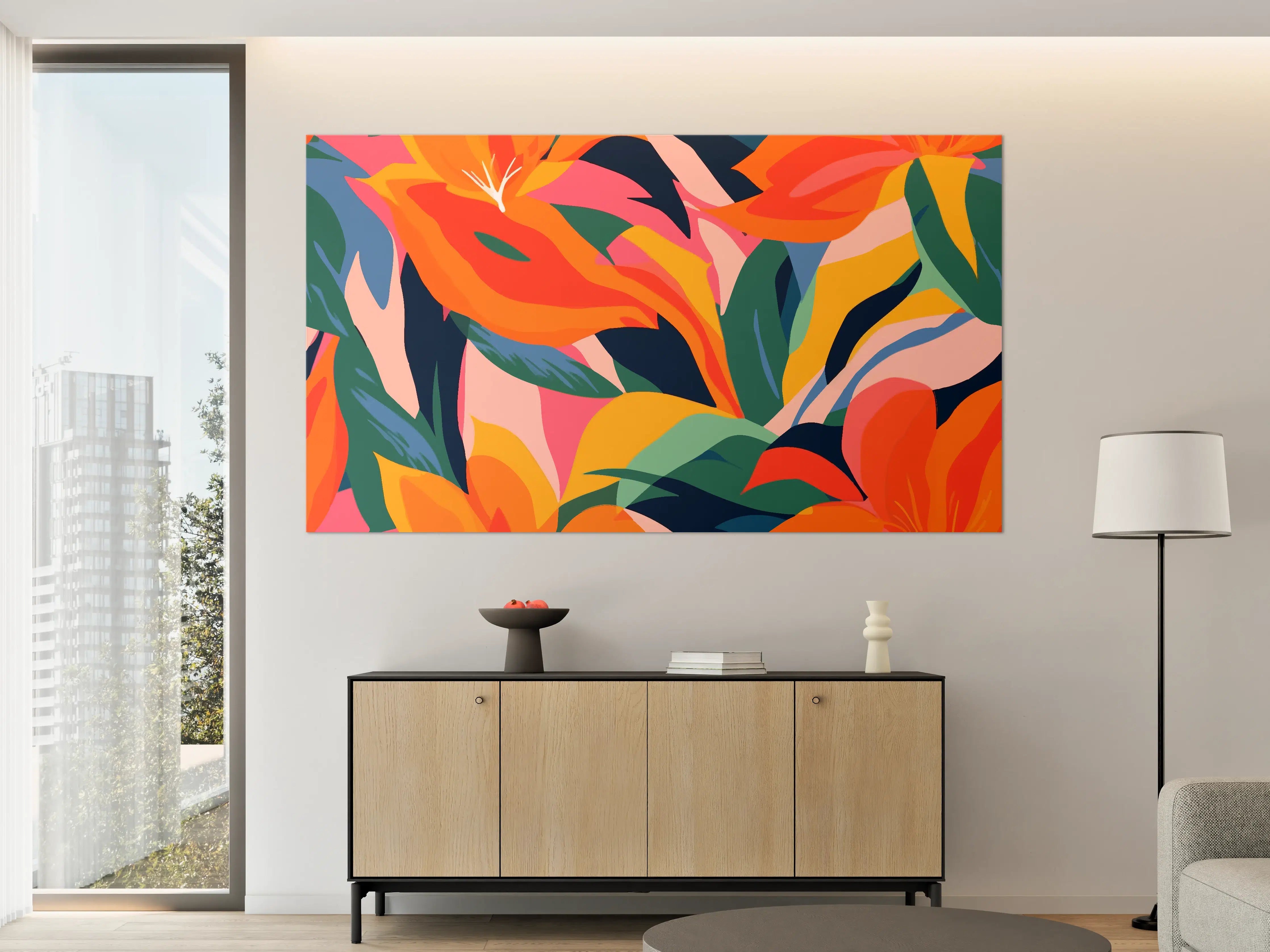 Große Wandbilder - Tropische Bunte Blumenillustration