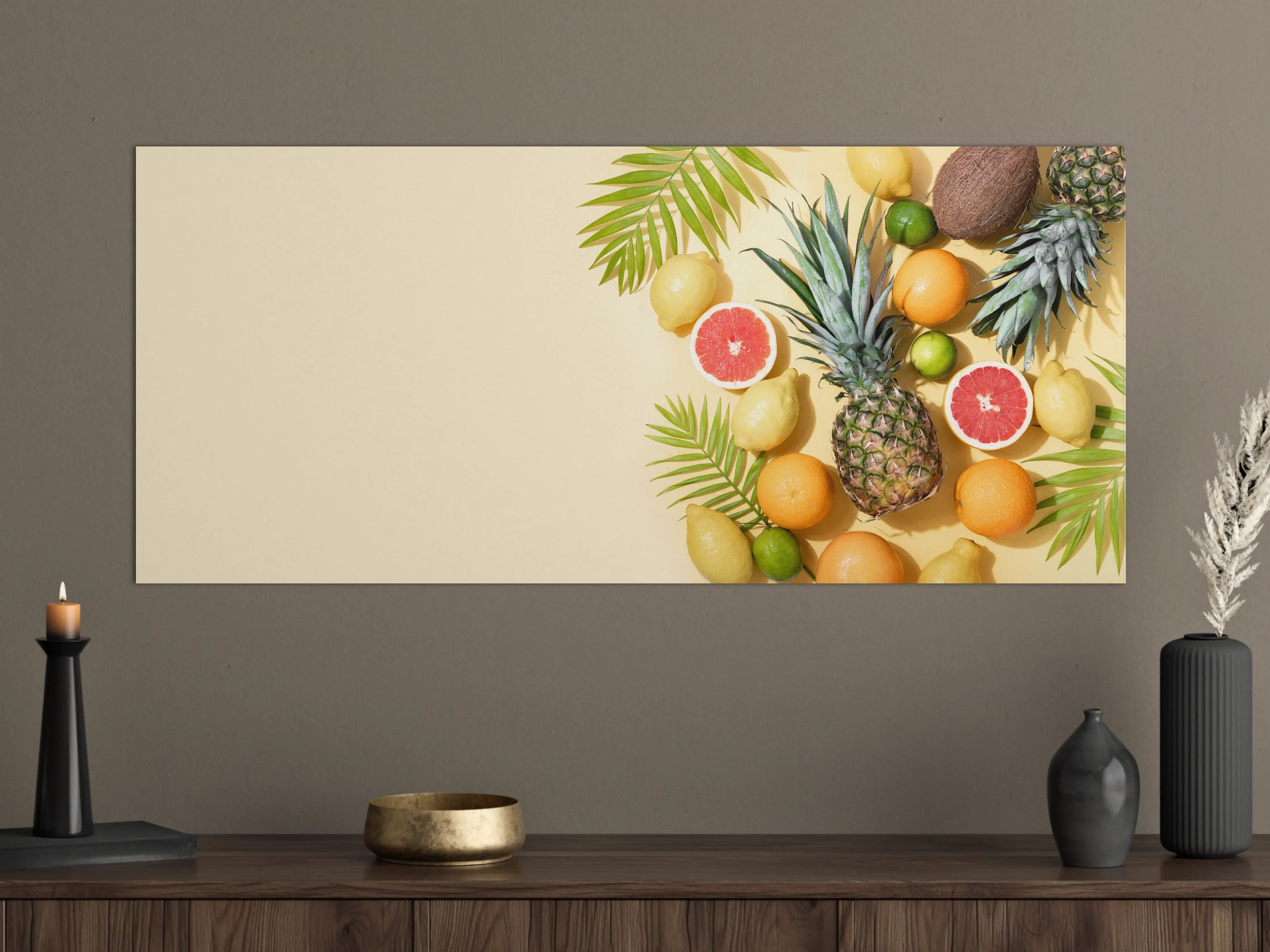 Große Wandbilder - Tropische Früchte auf Beige