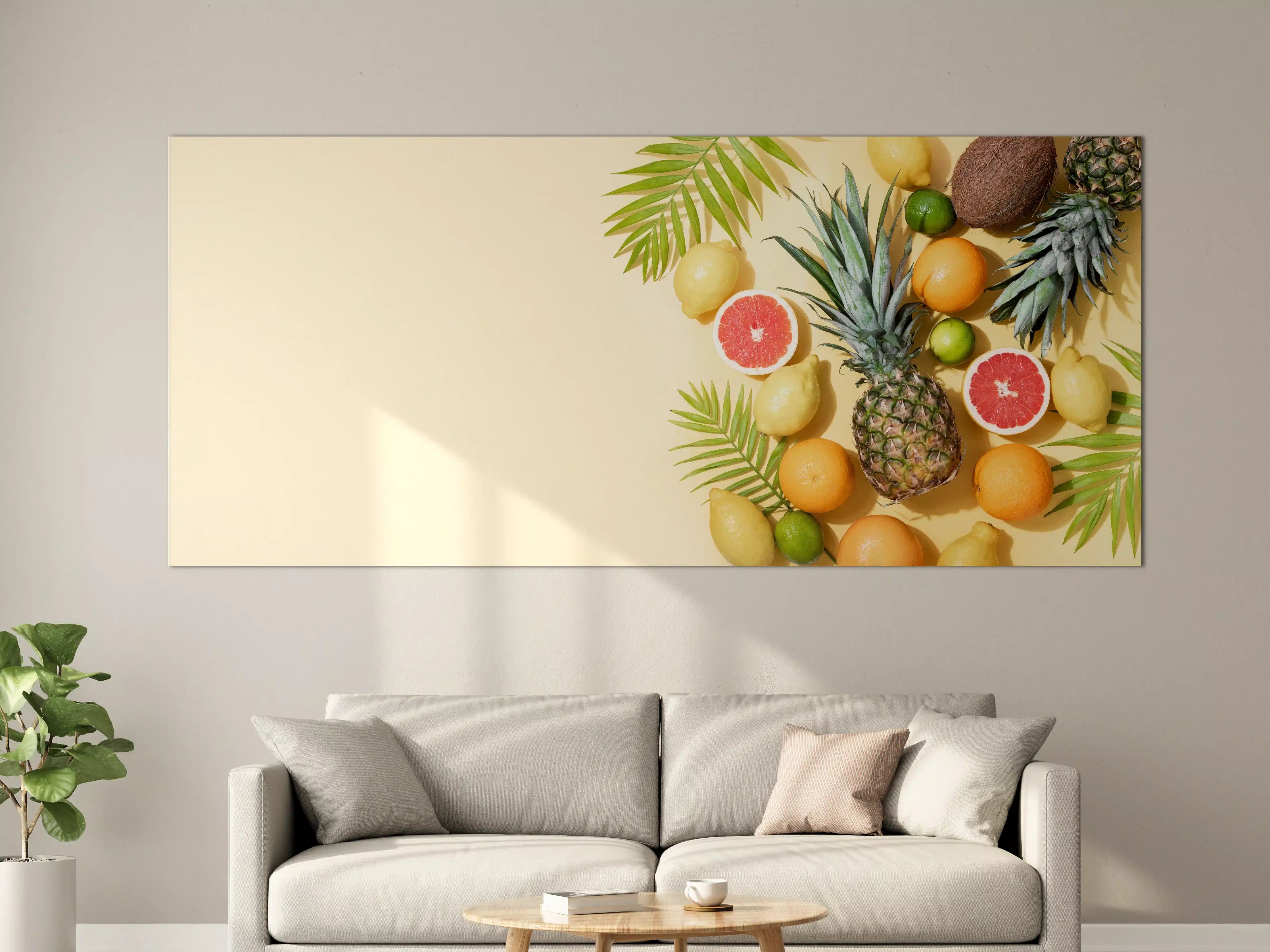 Große Wandbilder - Tropische Früchte auf Beige