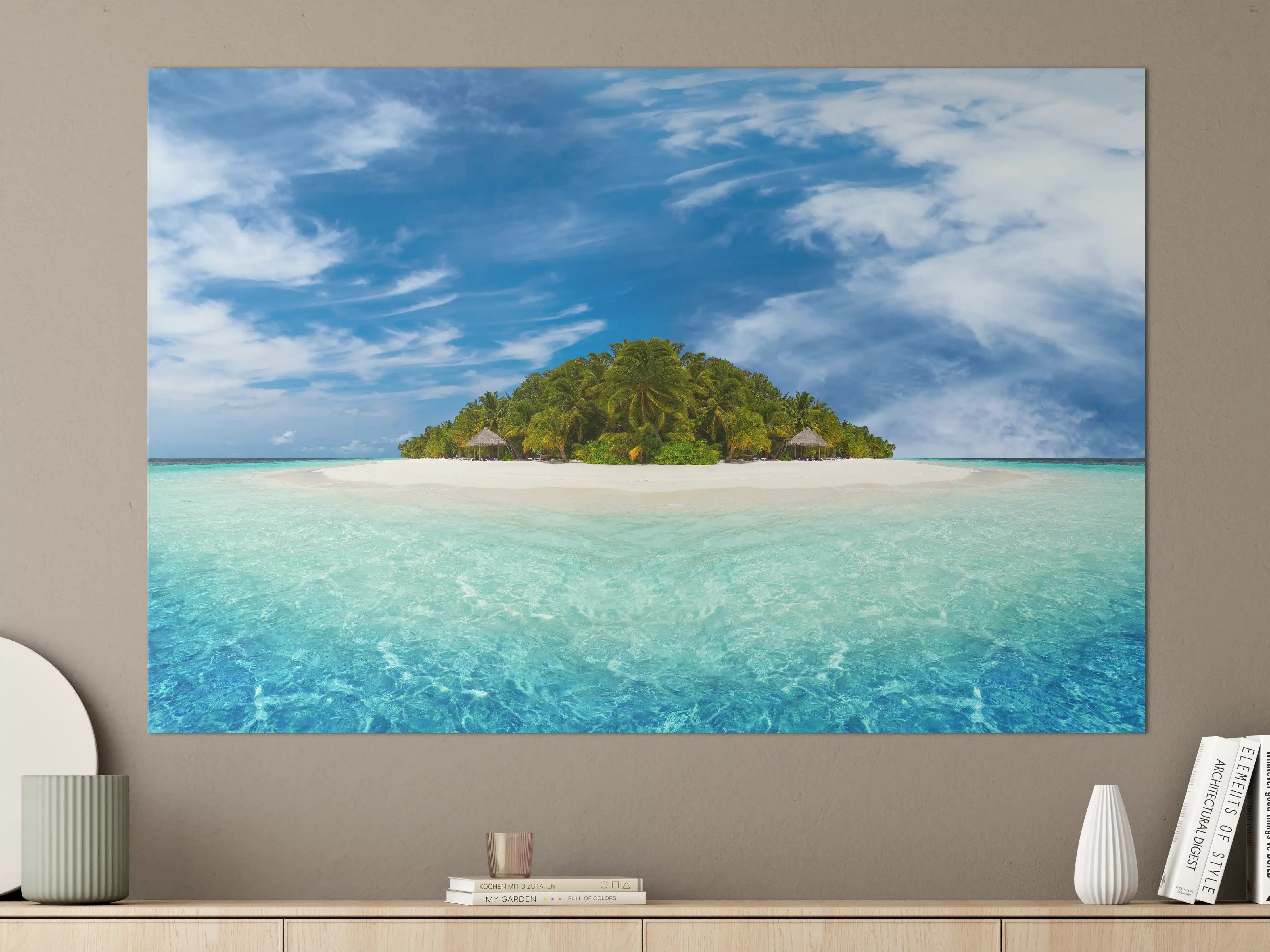 Große Wandbilder - Tropische Insel mit Kokospalmen