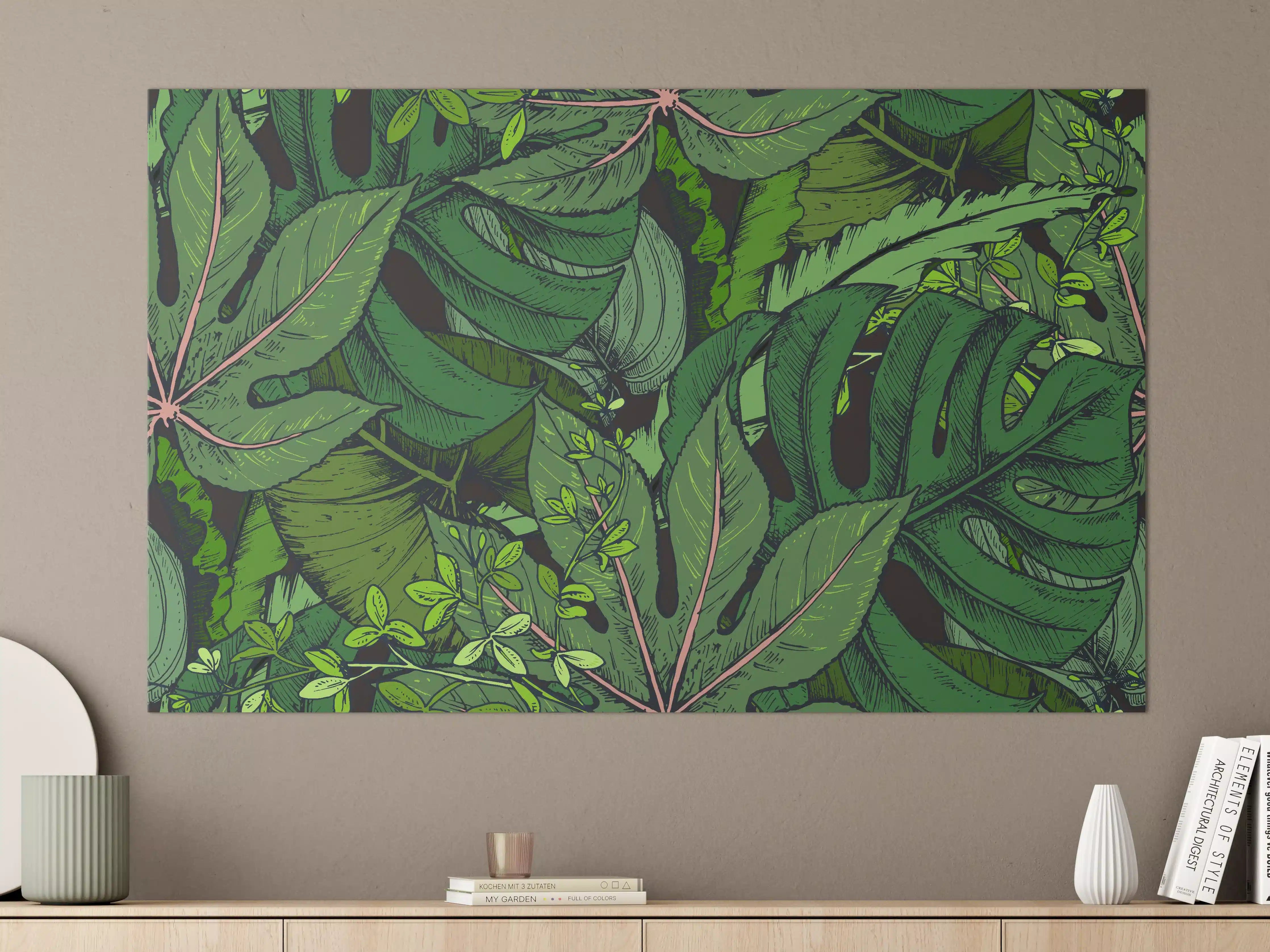 Große Wandbilder - Tropische Monstera-Blätter Grün