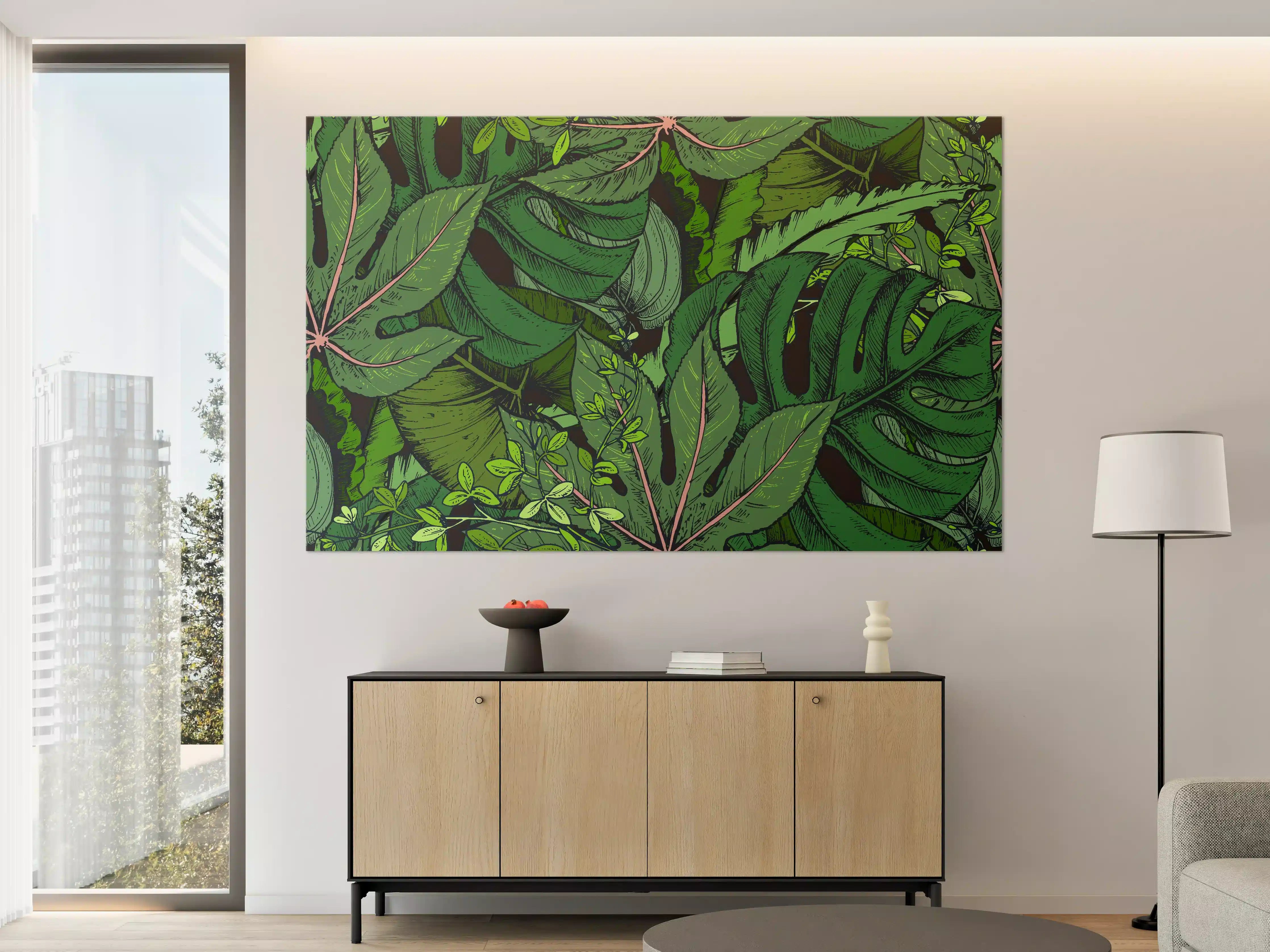 Große Wandbilder - Tropische Monstera-Blätter Grün