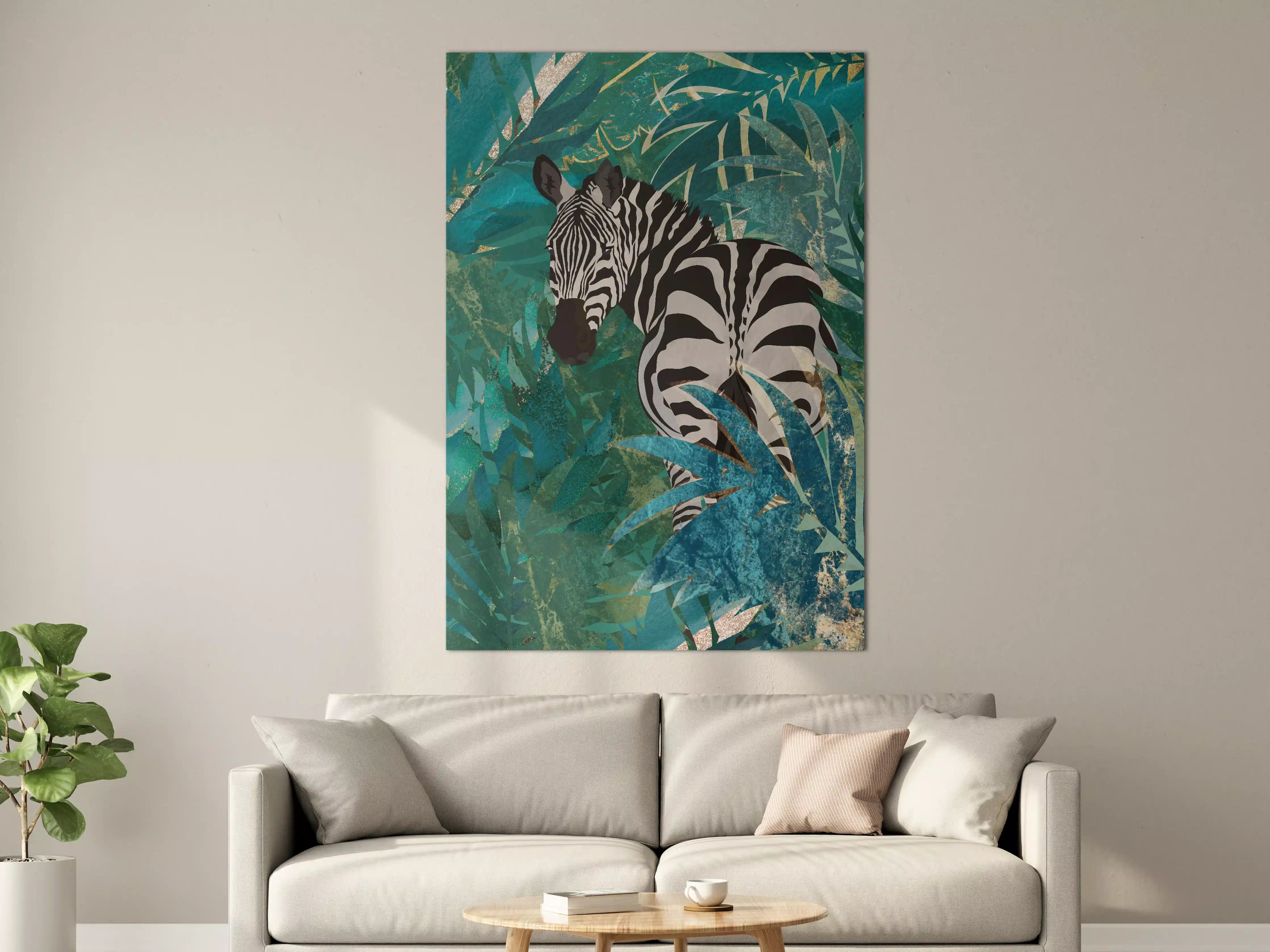 Große Wandbilder - Tropische Zeichnung - Zebra