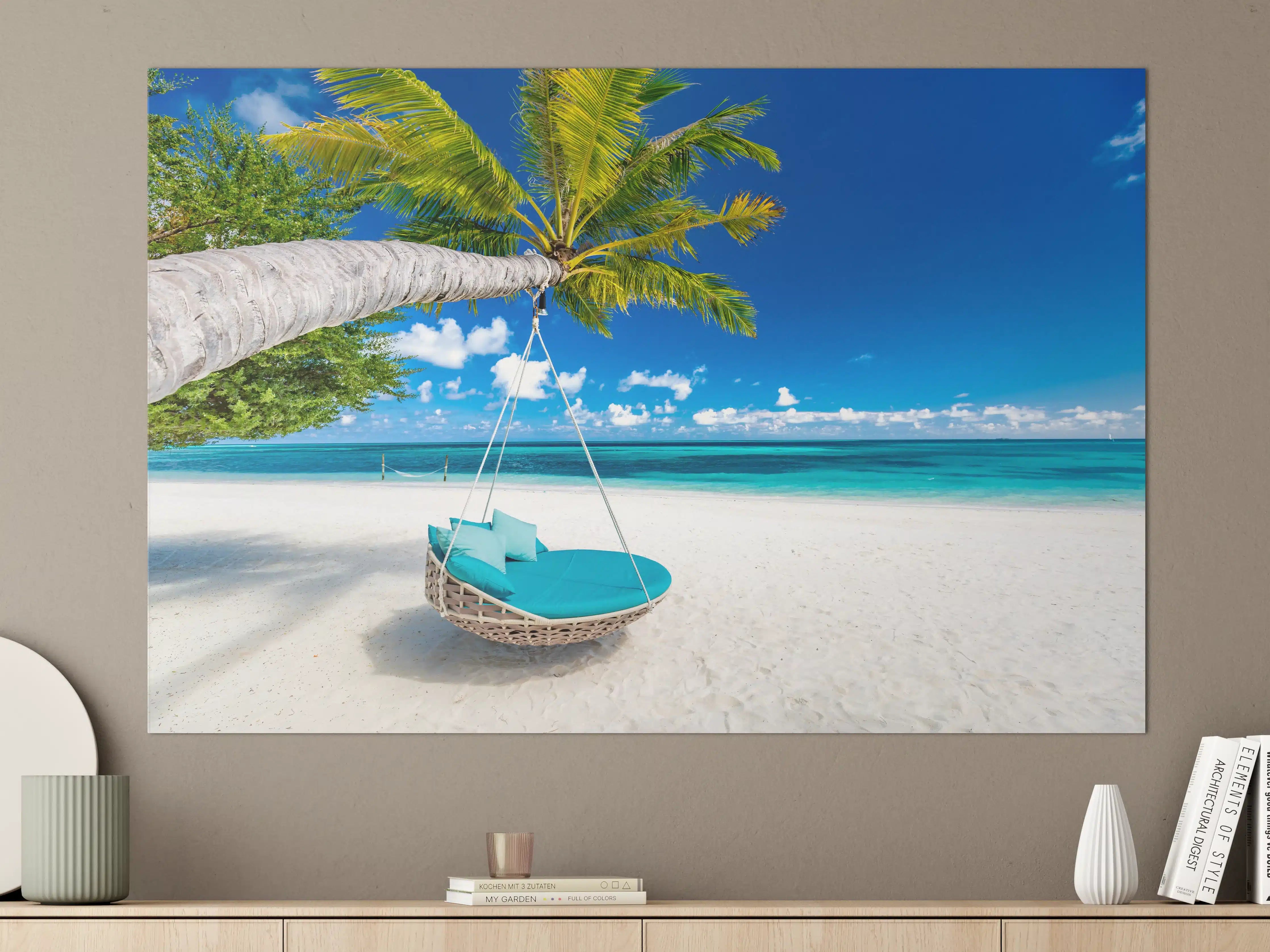 Große Wandbilder - Tropischer Strand mit Hängebett
