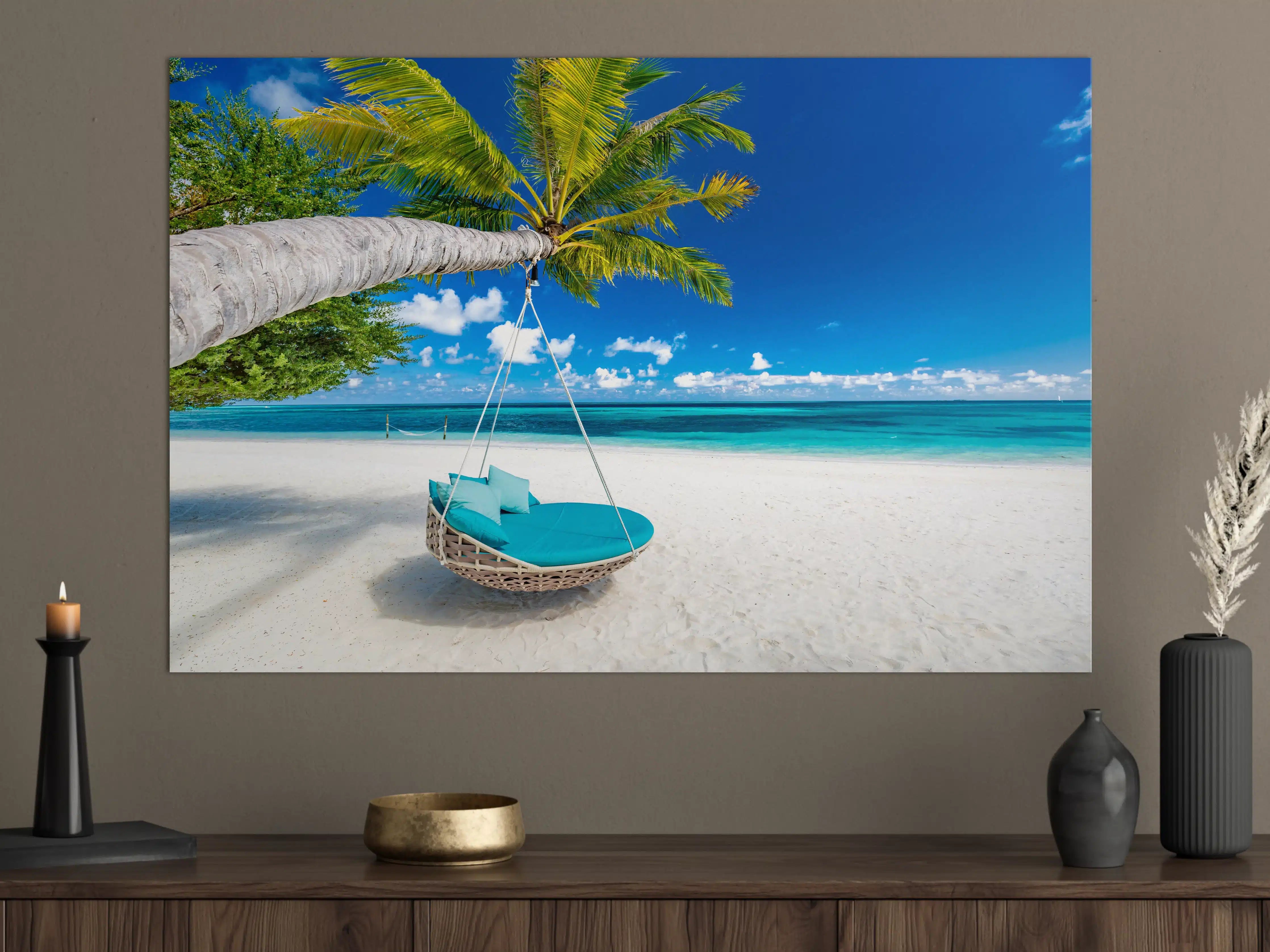 Große Wandbilder - Tropischer Strand mit Hängebett