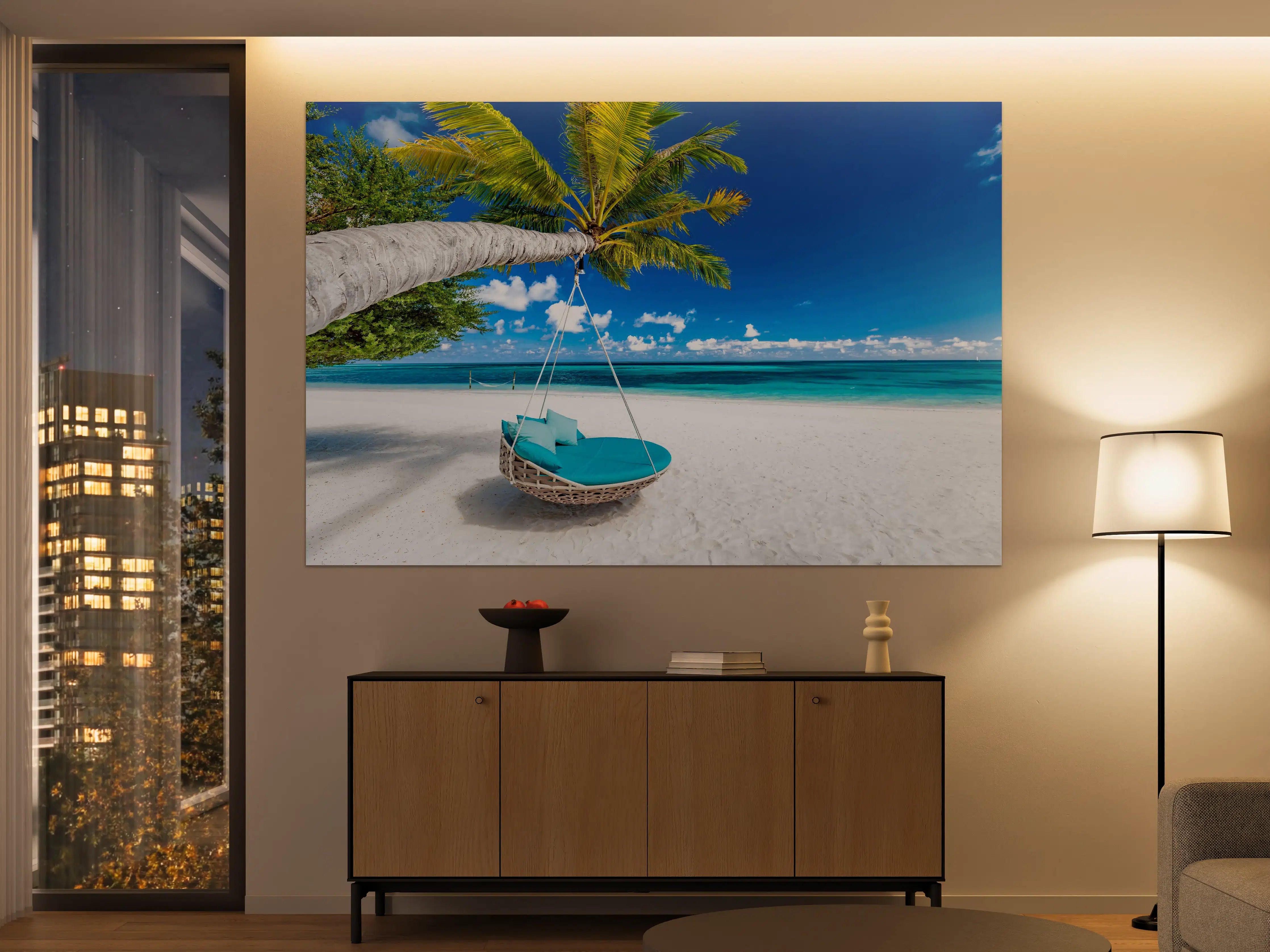 Große Wandbilder - Tropischer Strand mit Hängebett