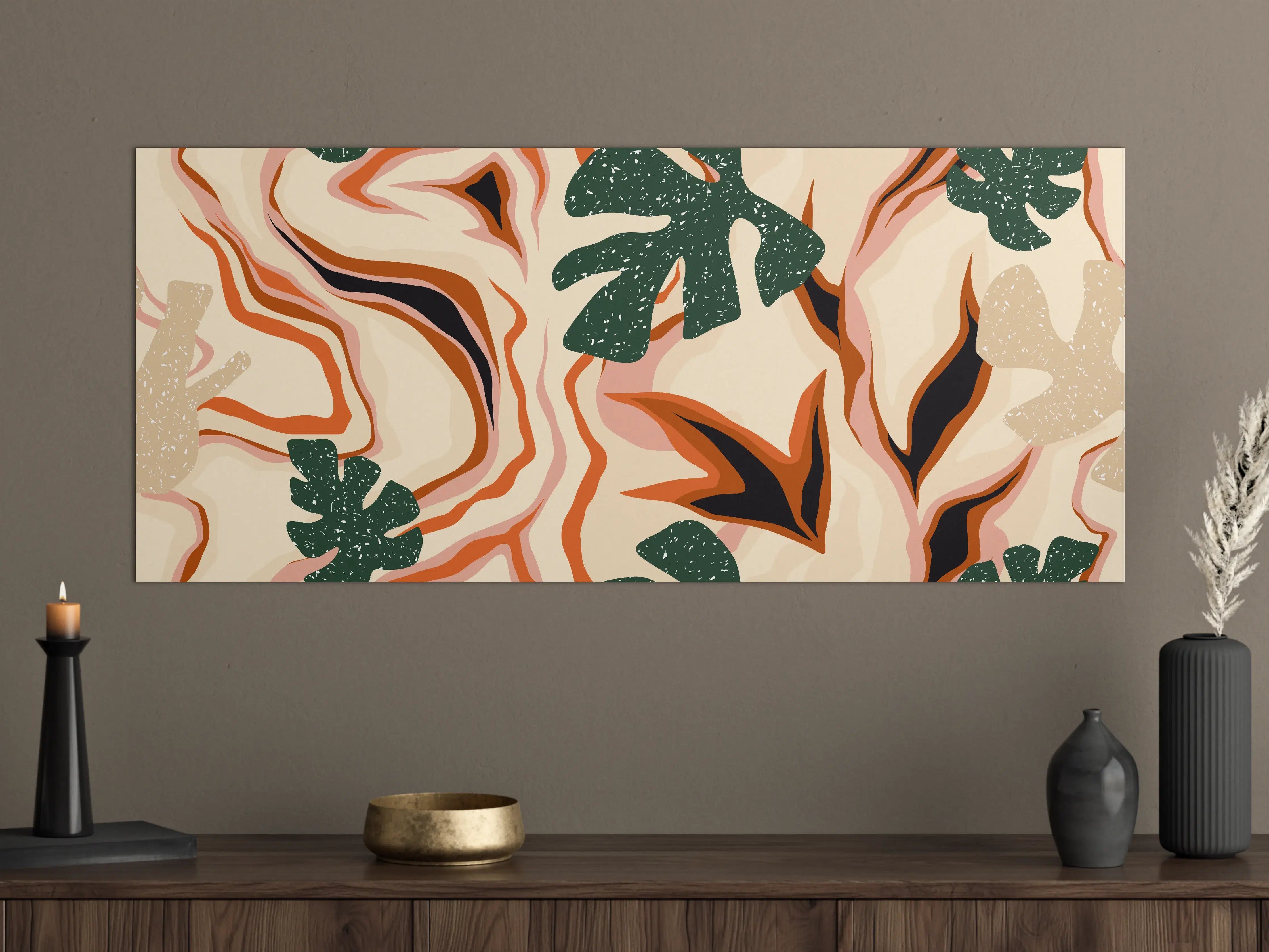 Große Wandbilder - Tropischer Vortex Beige-Orange