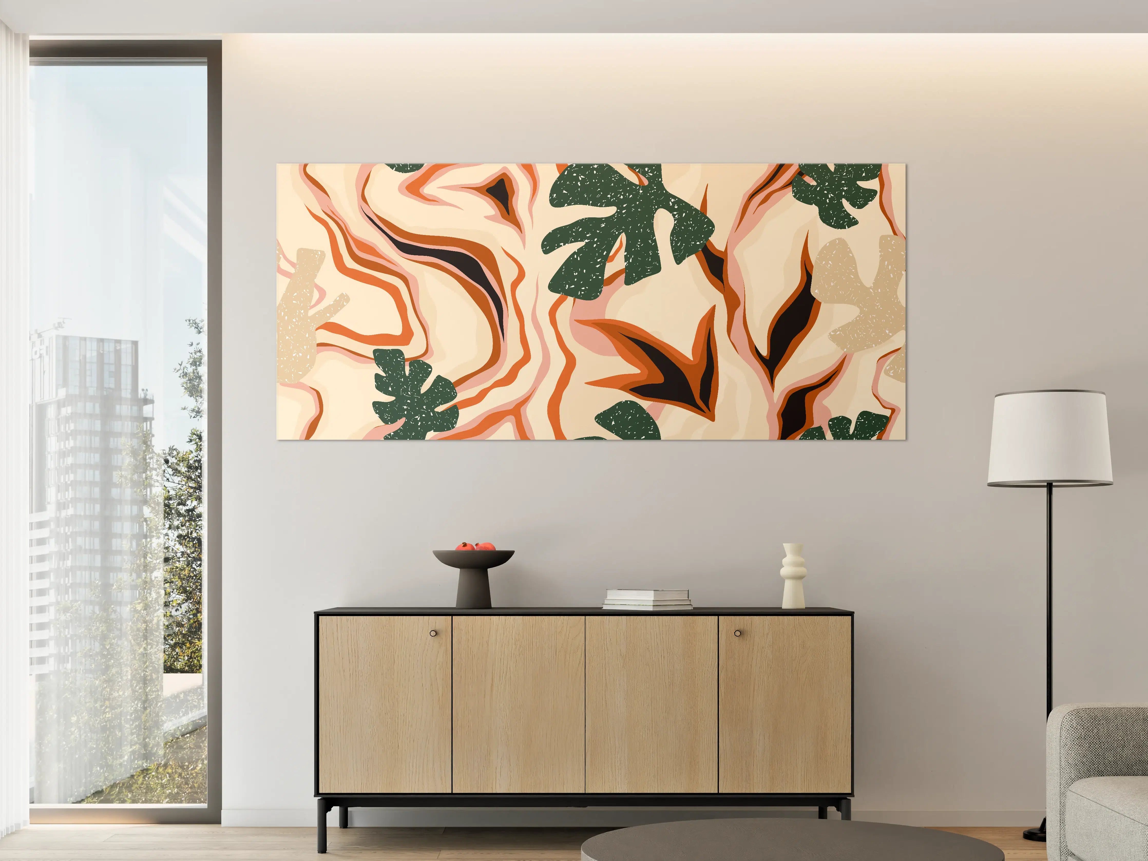 Große Wandbilder - Tropischer Vortex Beige-Orange