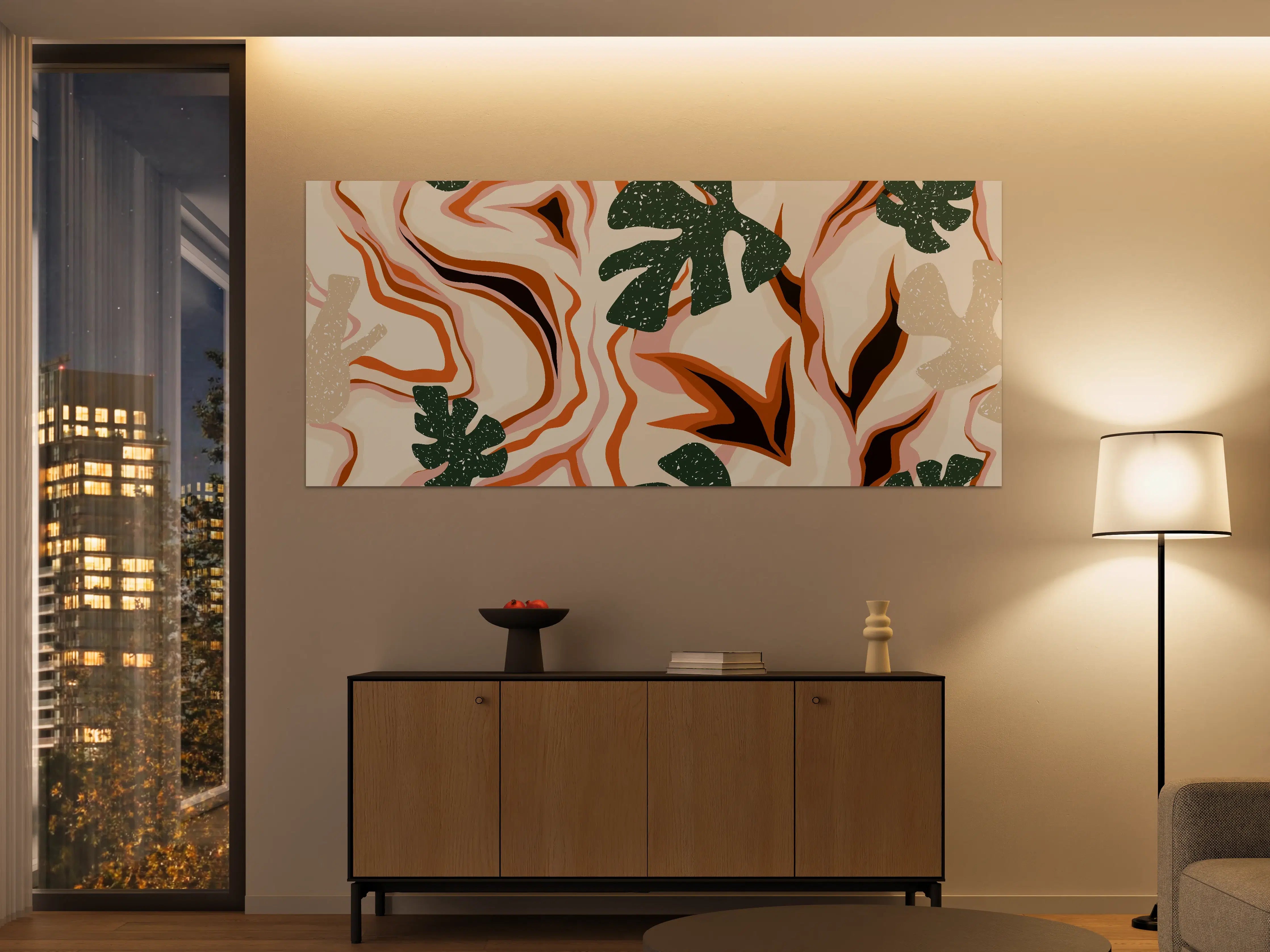 Große Wandbilder - Tropischer Vortex Beige-Orange