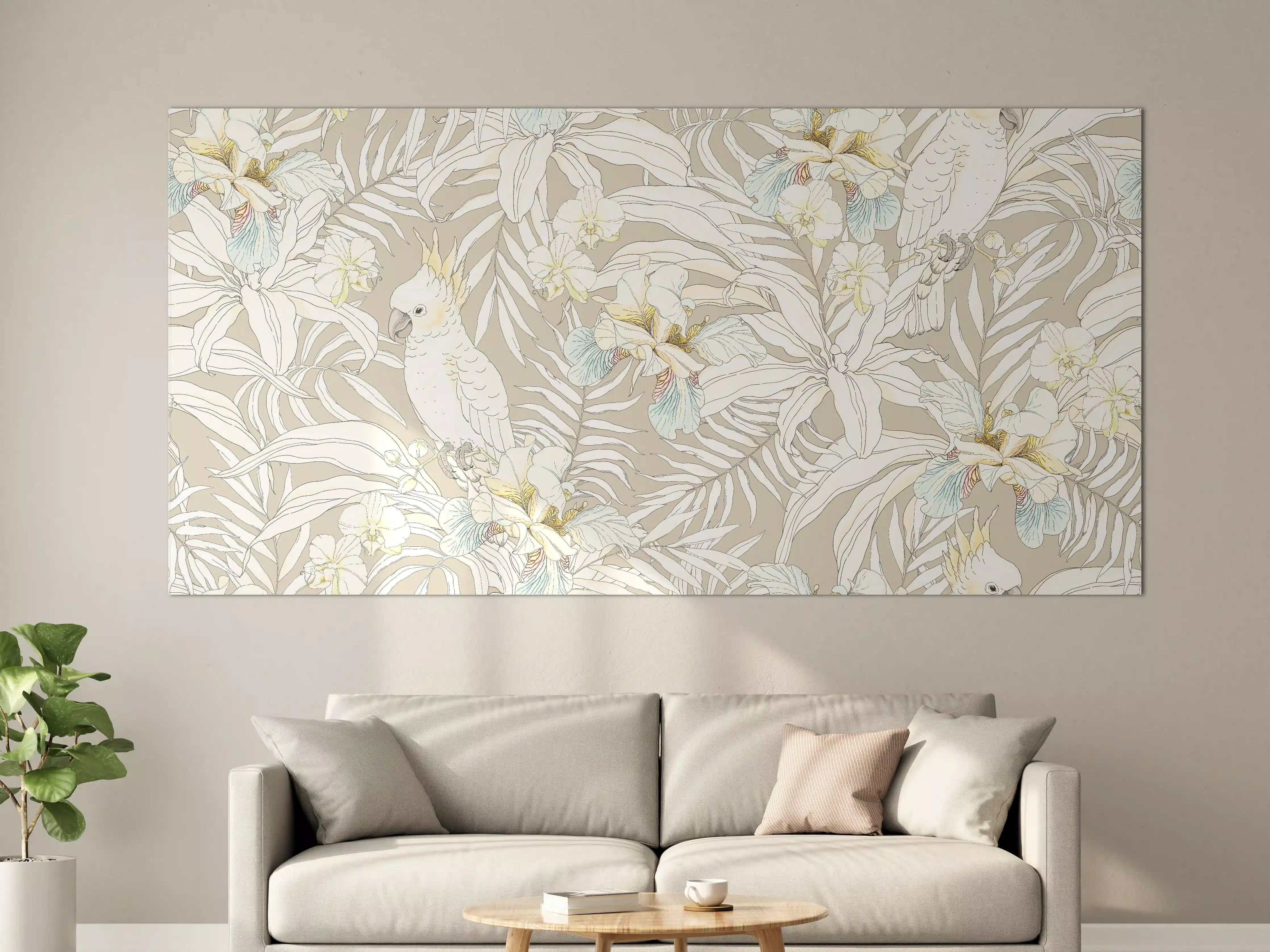 Große Wandbilder - Tropisches Kakadu-Floral Muster