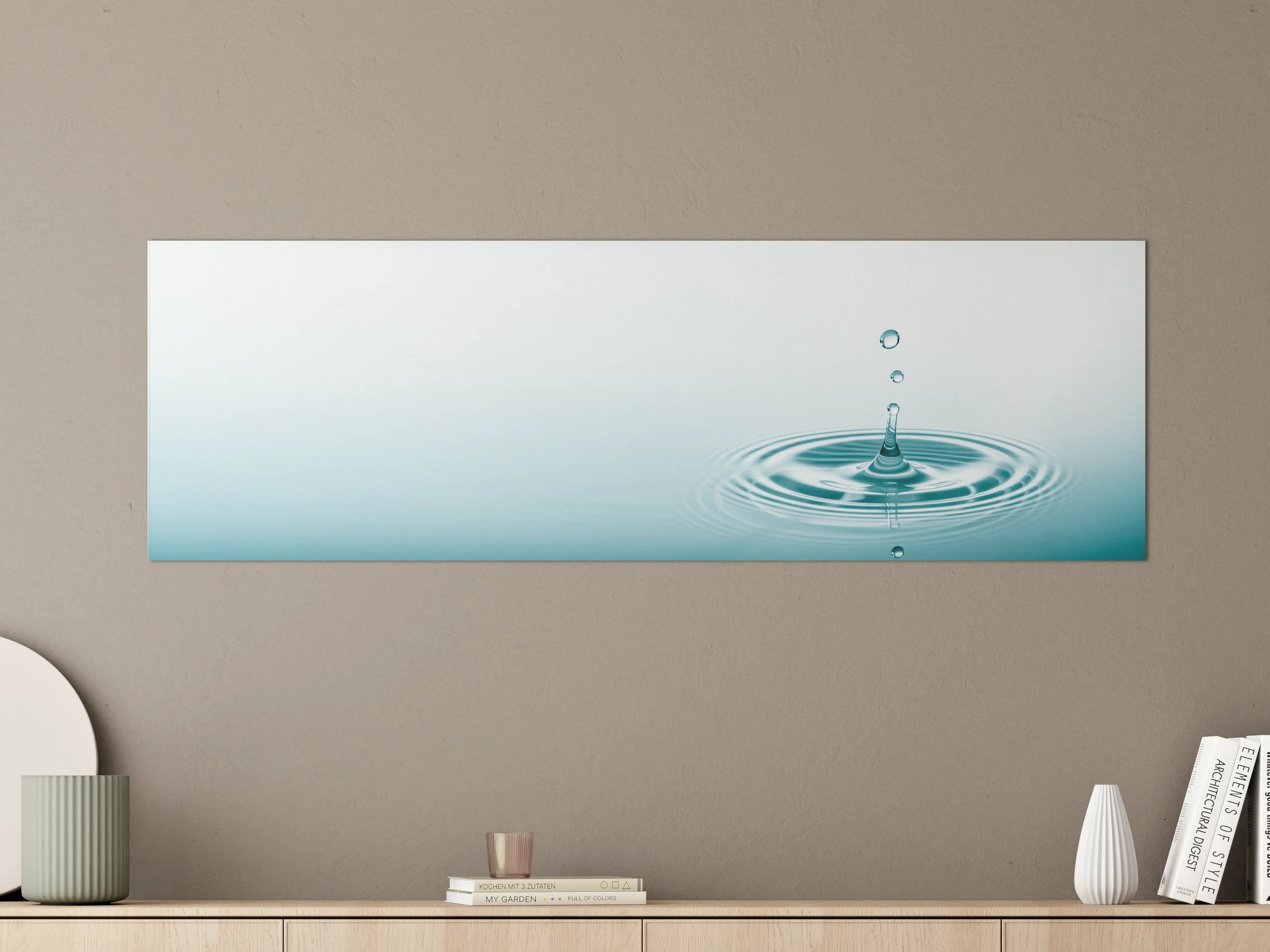 Große Wandbilder - Türkis-Weißer Wassertropfen