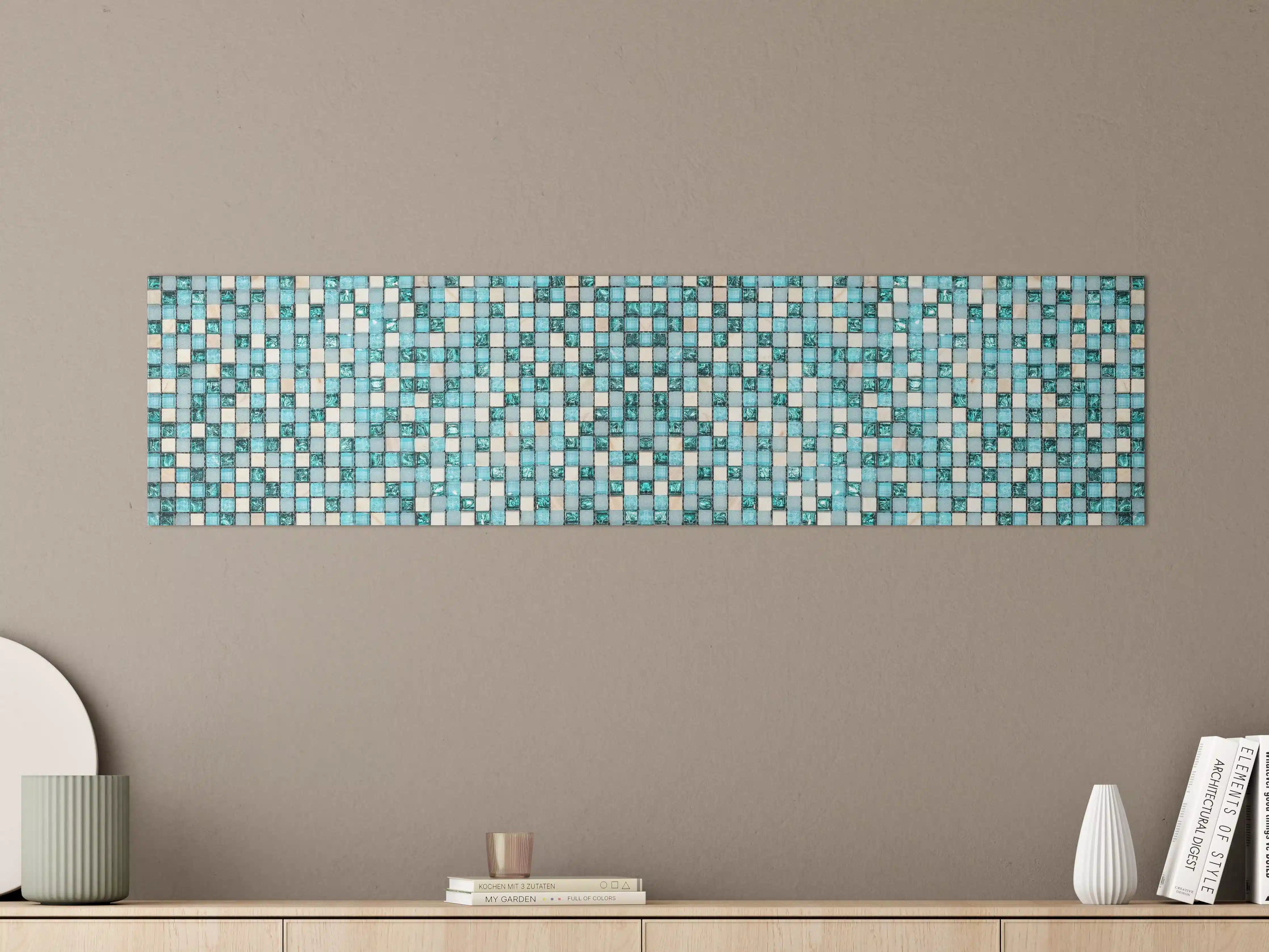 Große Wandbilder - Türkis-Weißes Aquamarin Mosaik
