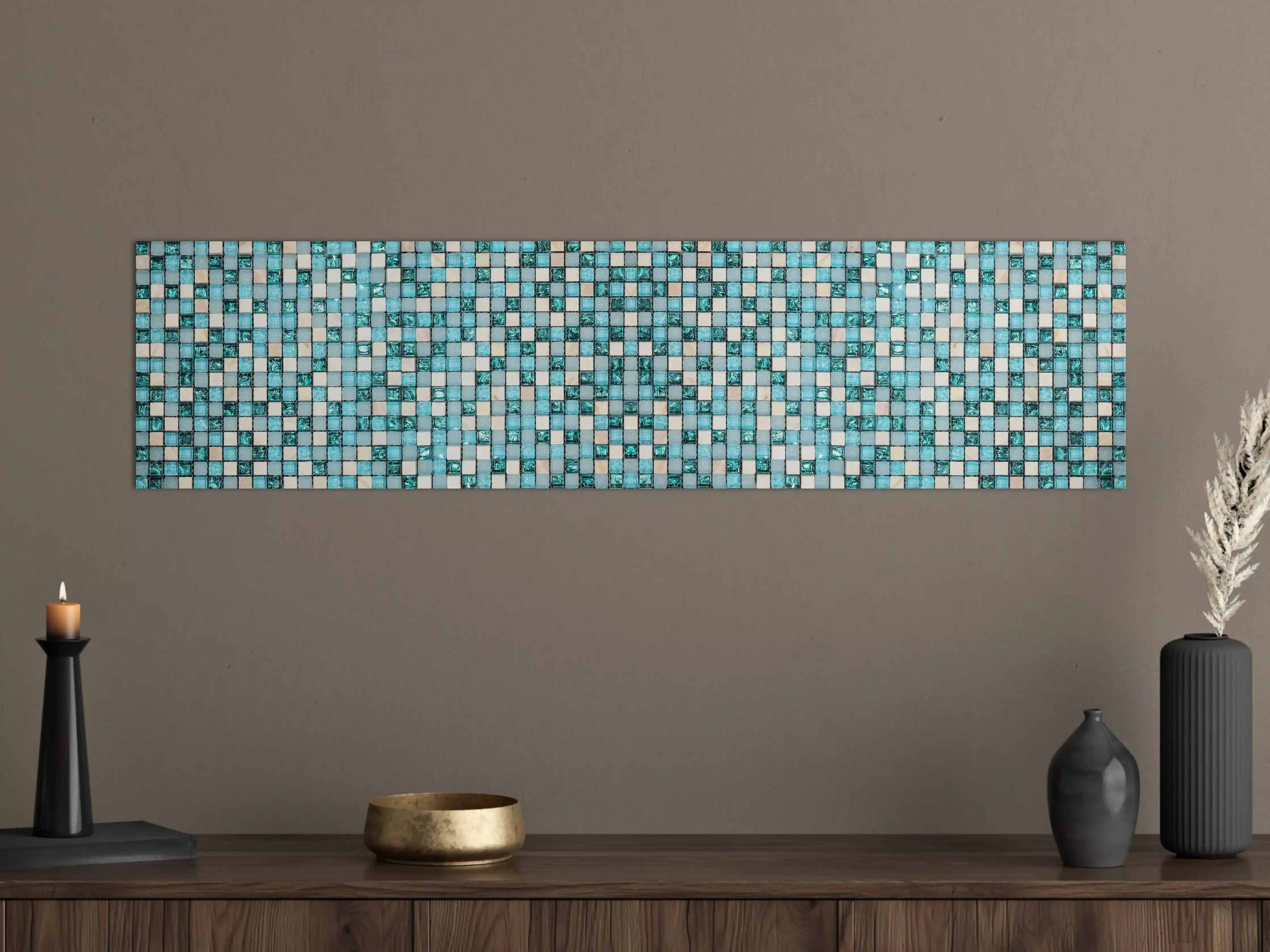 Große Wandbilder - Türkis-Weißes Aquamarin Mosaik