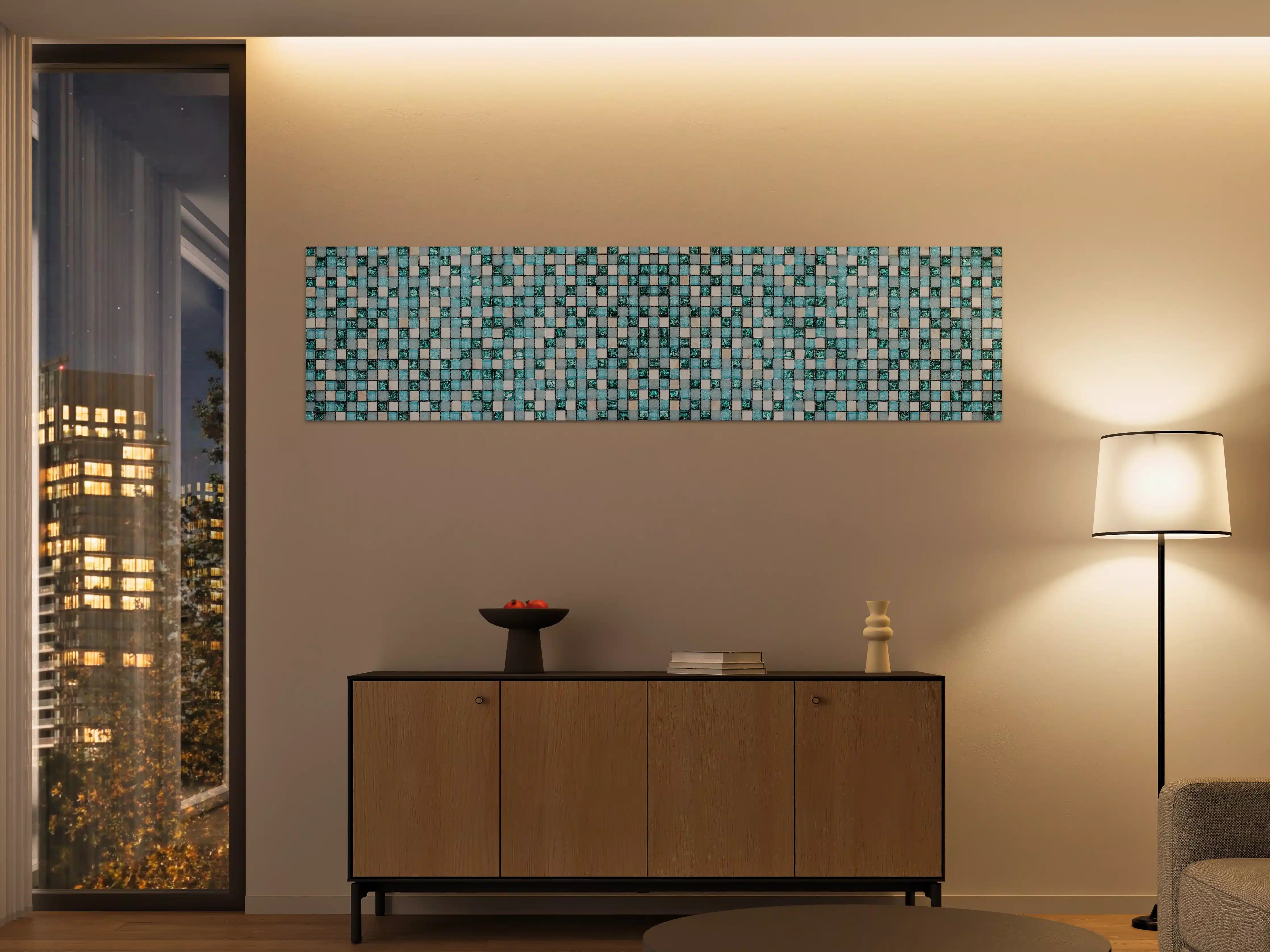 Große Wandbilder - Türkis-Weißes Aquamarin Mosaik