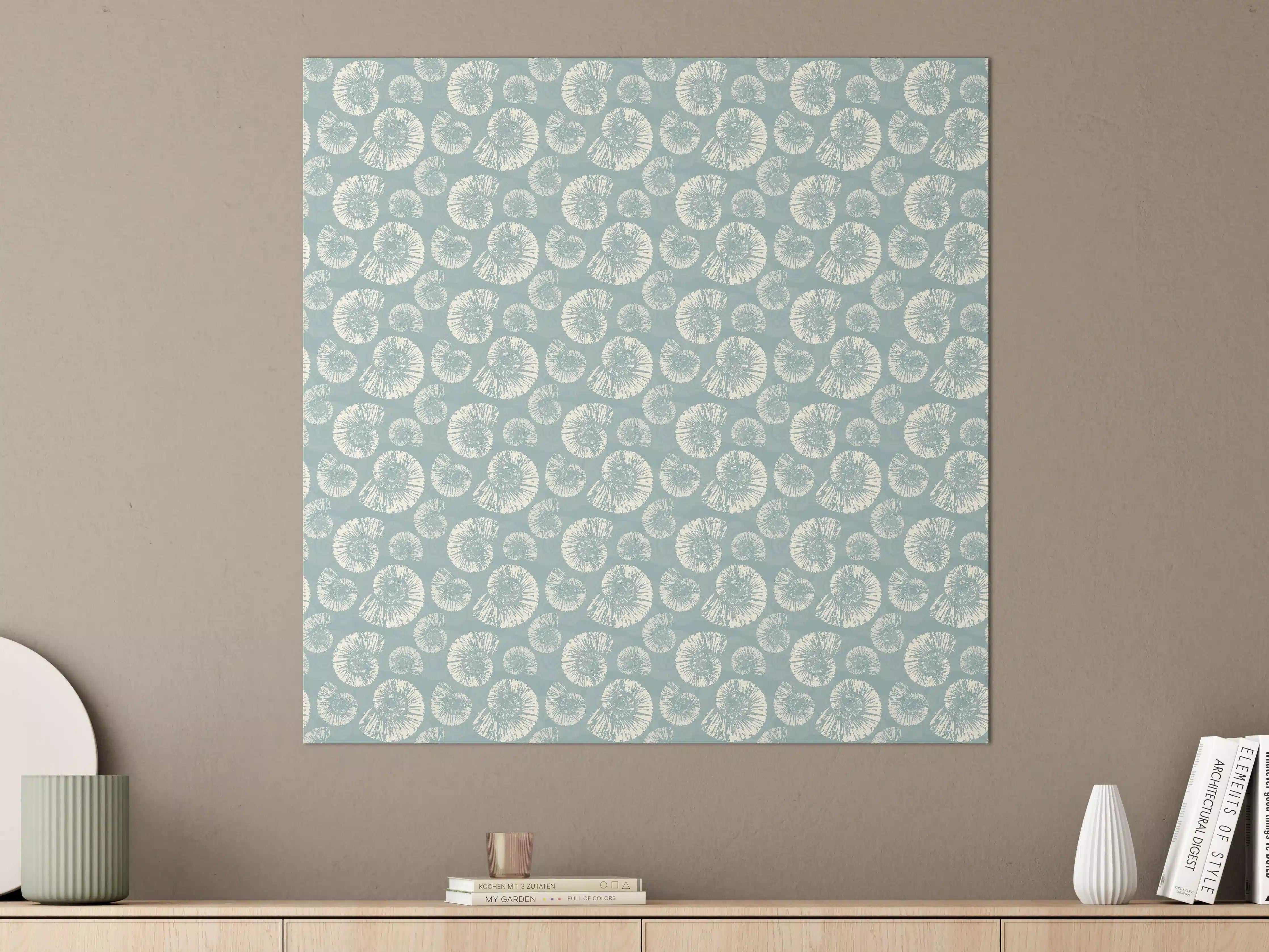 Große Wandbilder - Türkis-Weißes Muschelmuster