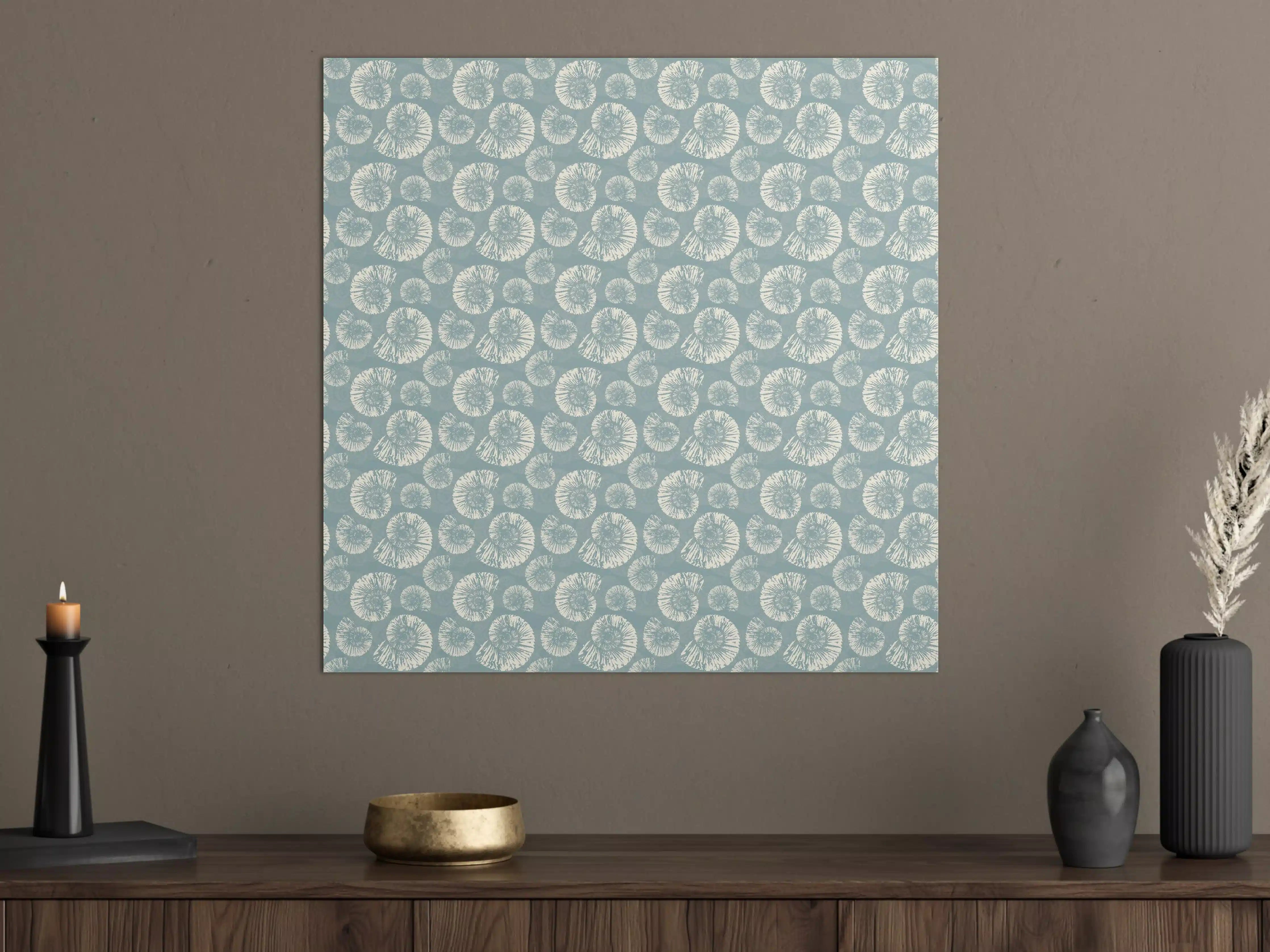 Große Wandbilder - Türkis-Weißes Muschelmuster