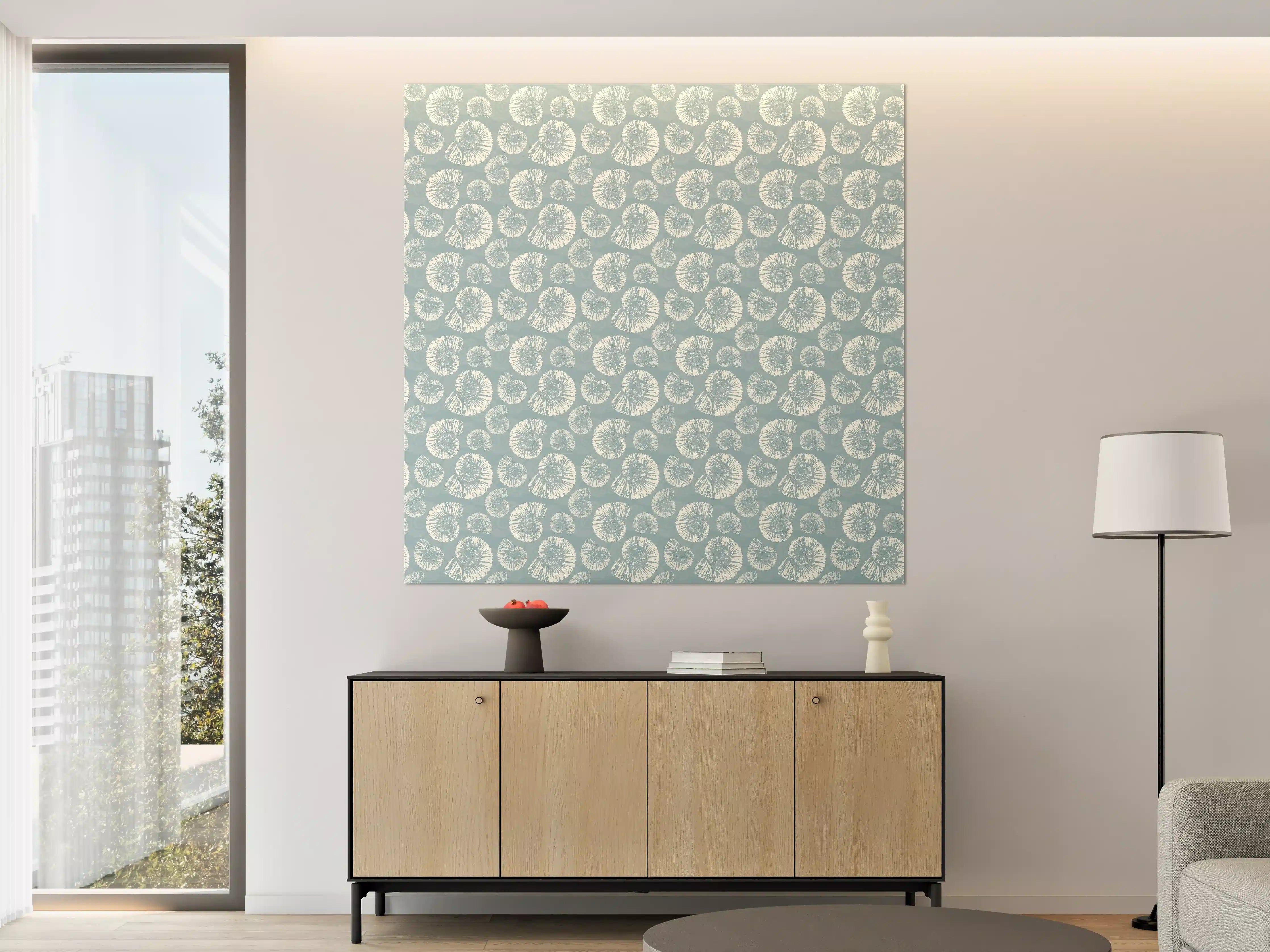 Große Wandbilder - Türkis-Weißes Muschelmuster