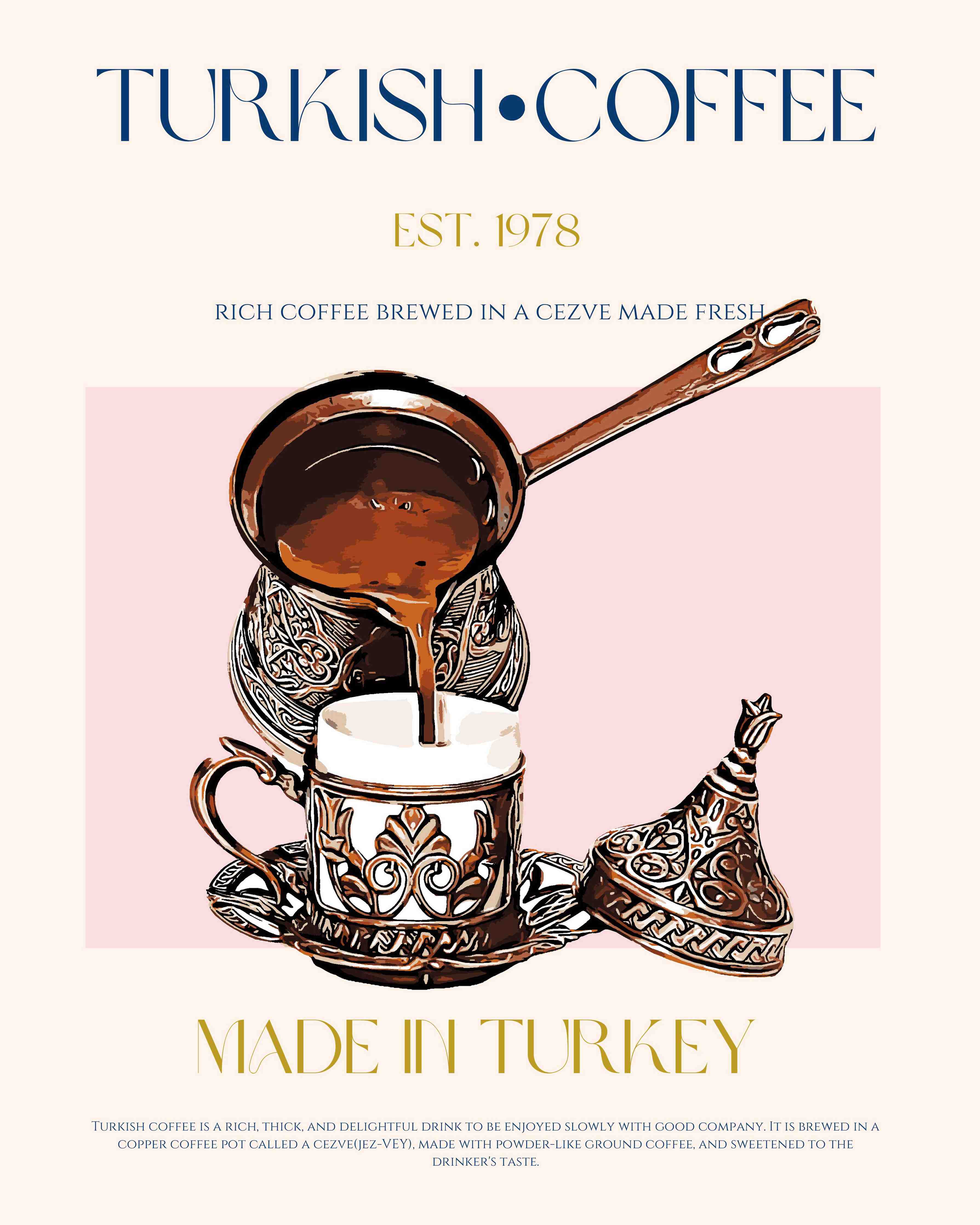 Große Wandbilder-Türkischer Kaffee mit kunstvollem Design