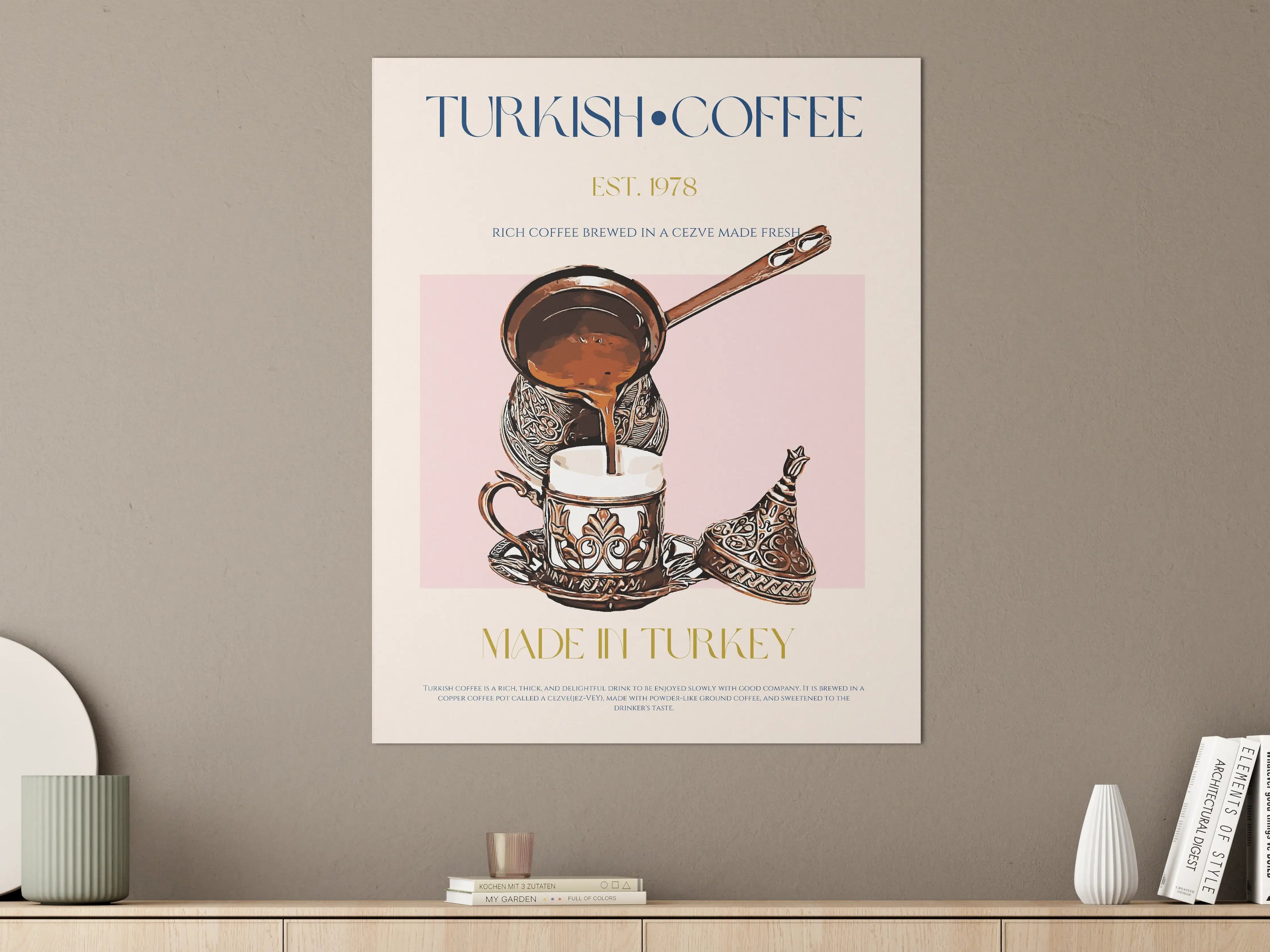Große Wandbilder - Türkischer Kaffee mit kunstvollem Design