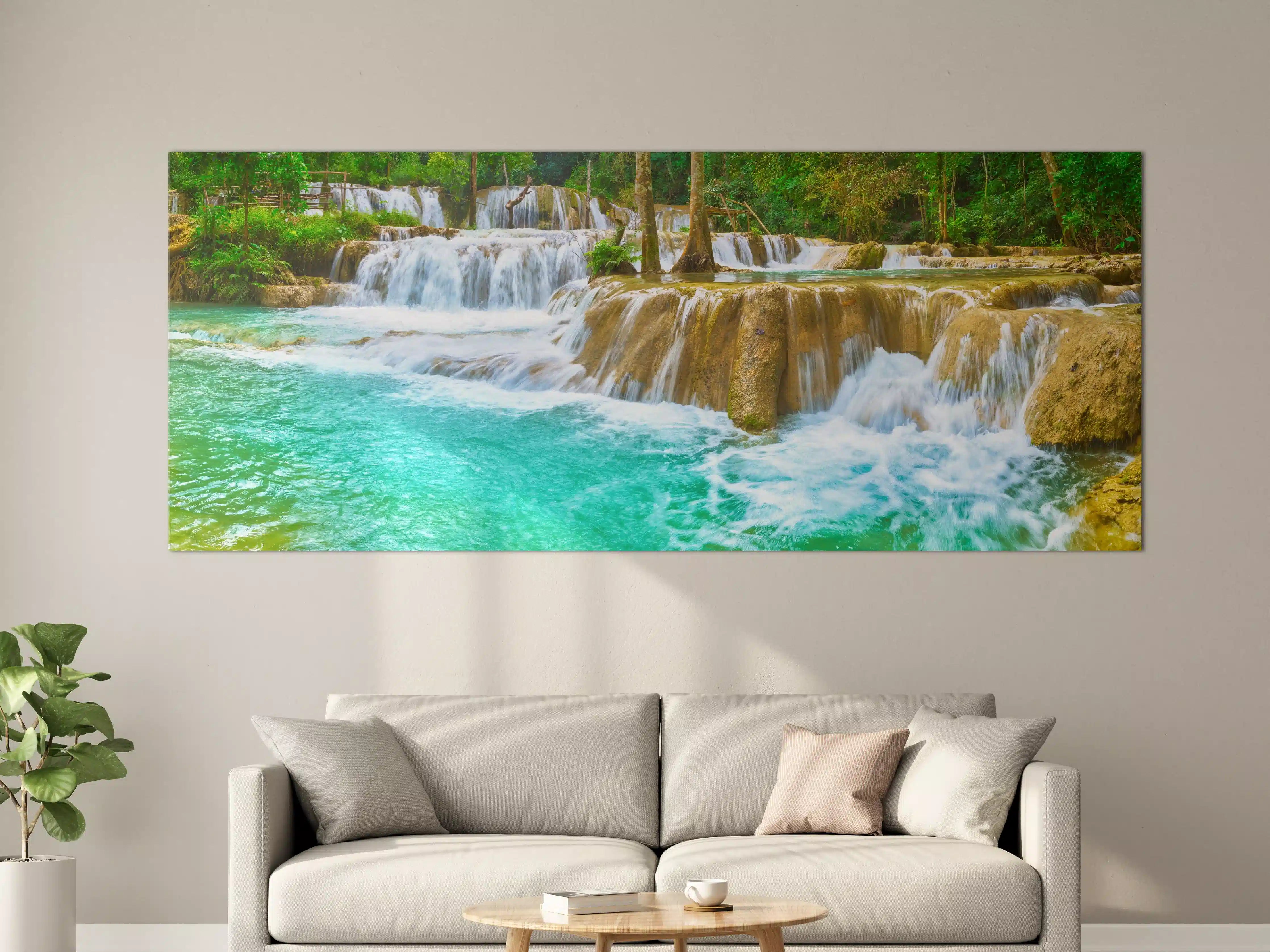 Große Wandbilder - Türkisgrüner Stufen-Wasserfall