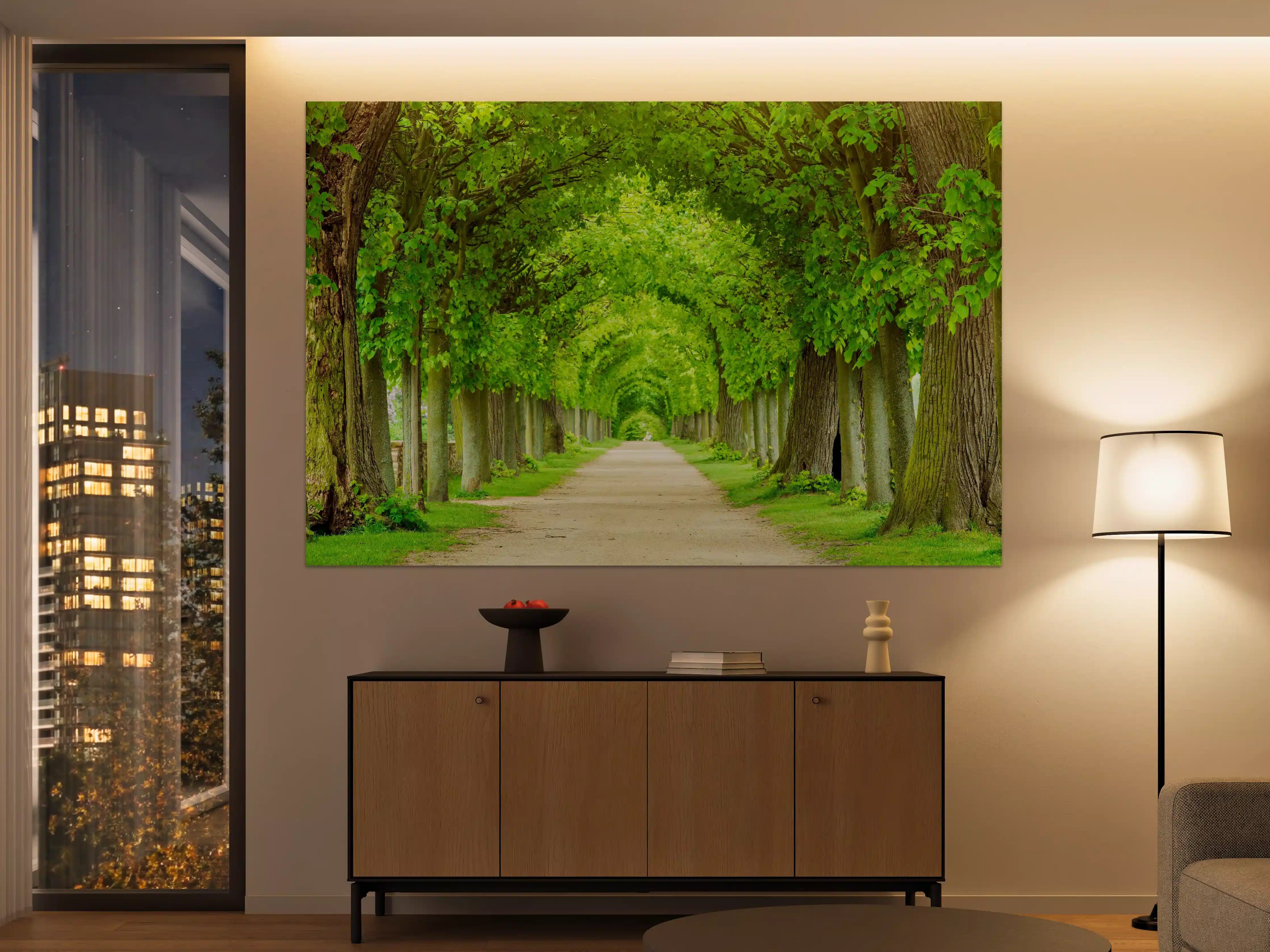 Große Wandbilder - Tunnelartige Lindenallee im Frühling