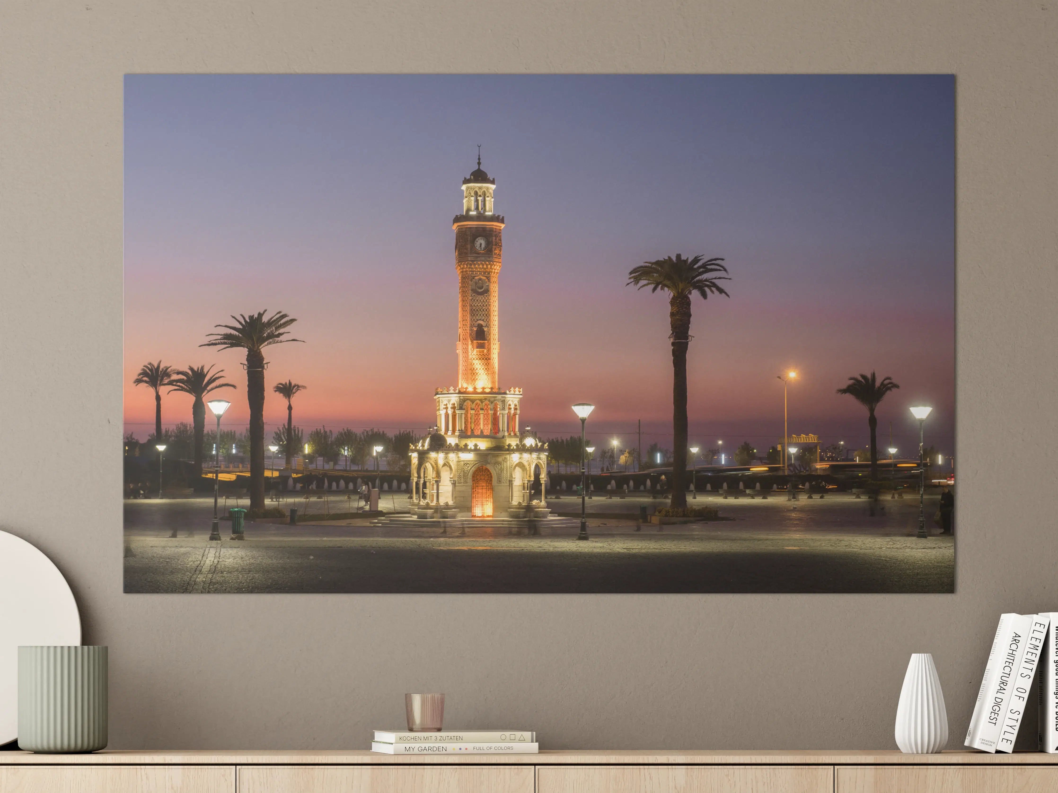 Große Wandbilder - Uhrenturm von Izmir bei Sonnenuntergang