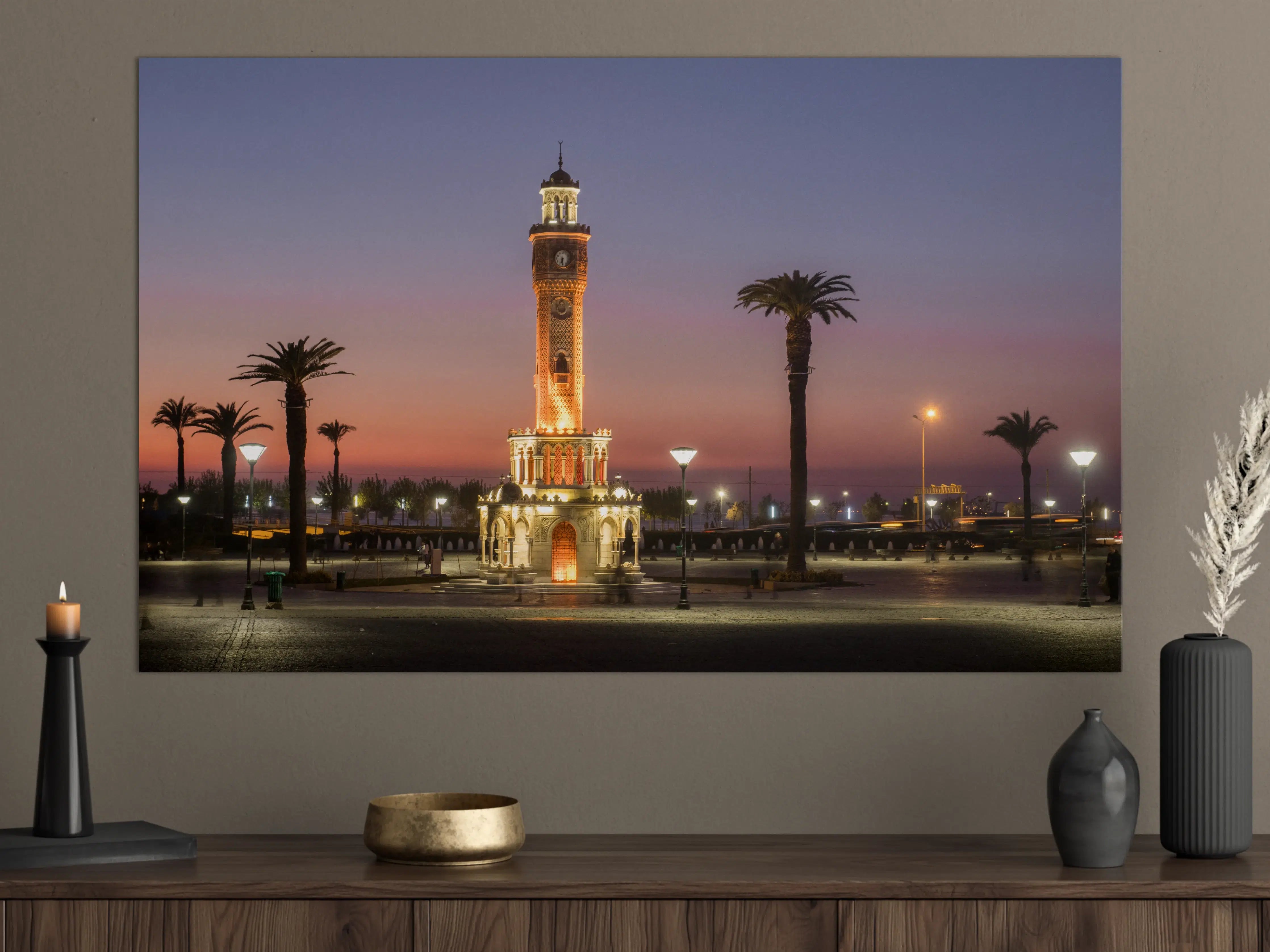 Große Wandbilder - Uhrenturm von Izmir bei Sonnenuntergang