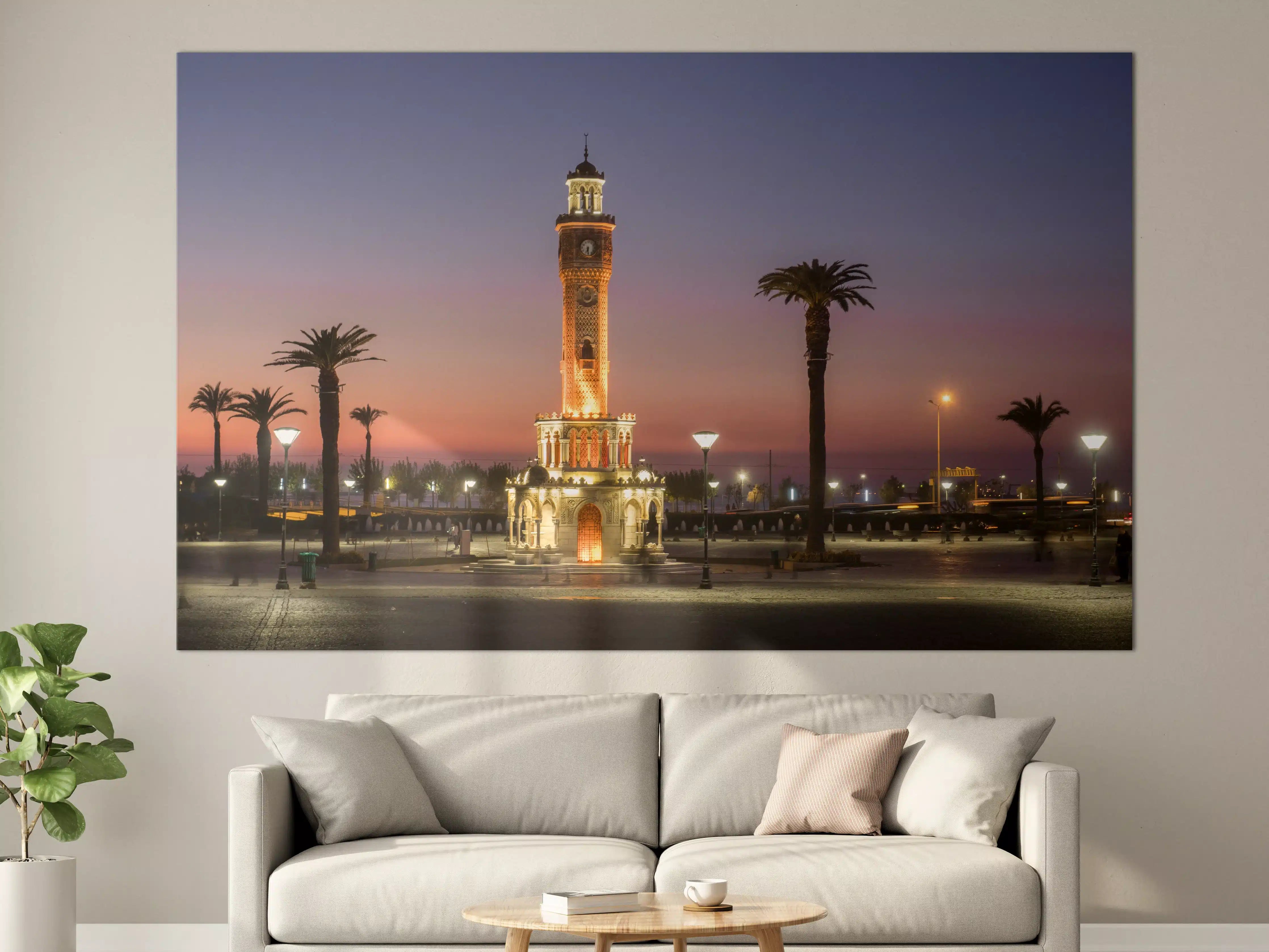 Große Wandbilder - Uhrenturm von Izmir bei Sonnenuntergang