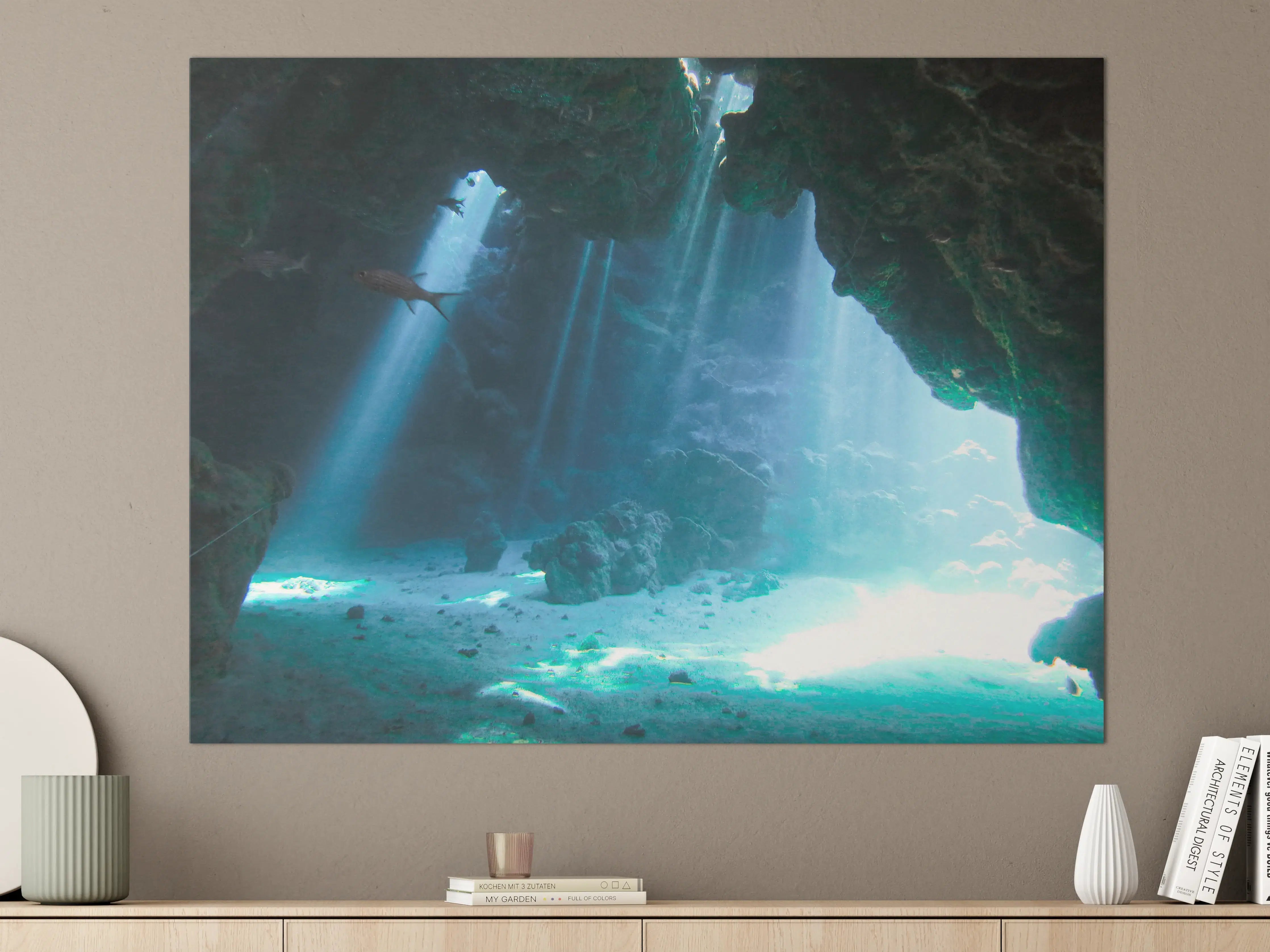 Große Wandbilder - Unterwasserhöhle mit Sonnenstrahlen - Japan