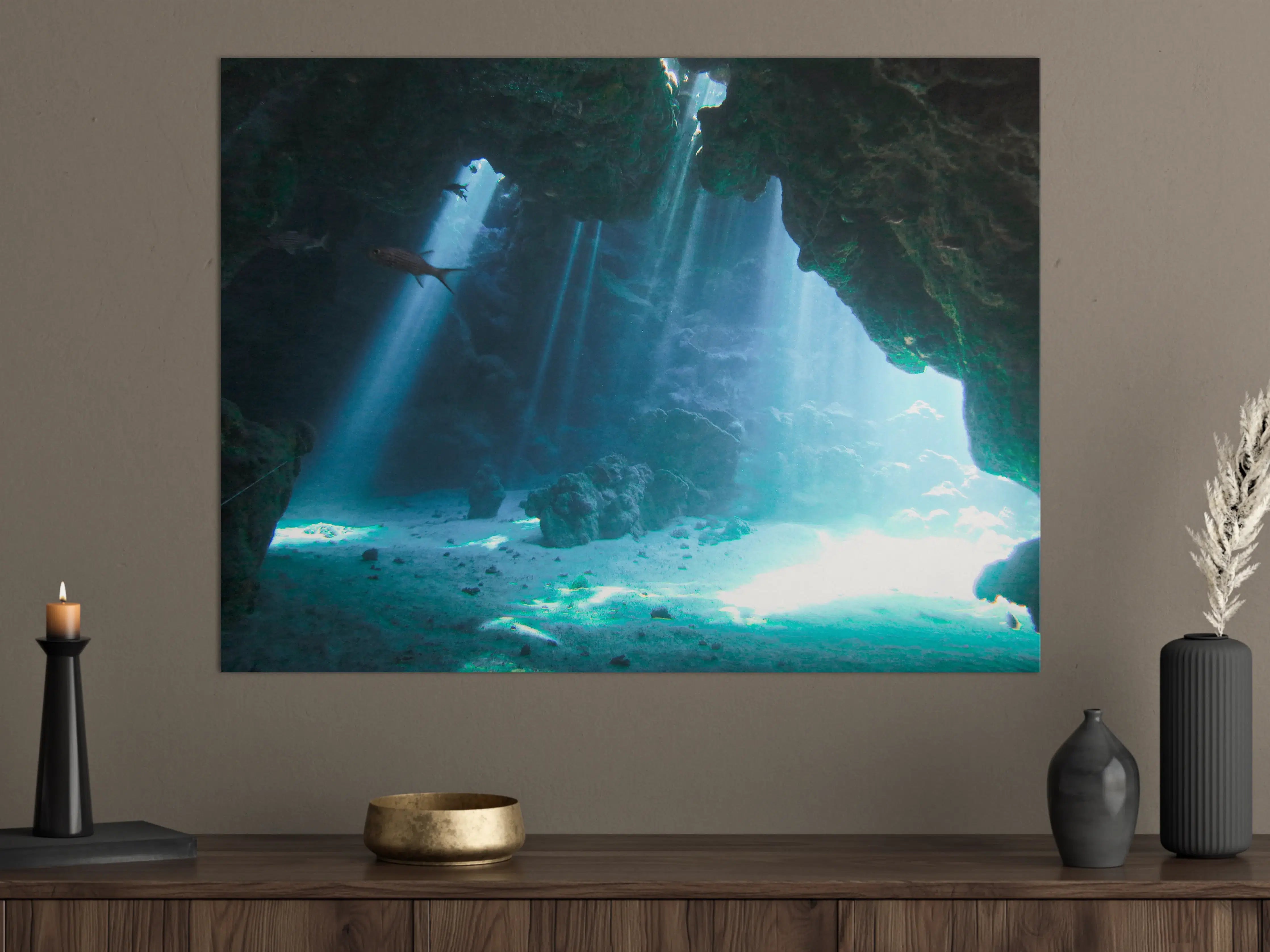 Große Wandbilder - Unterwasserhöhle mit Sonnenstrahlen - Japan