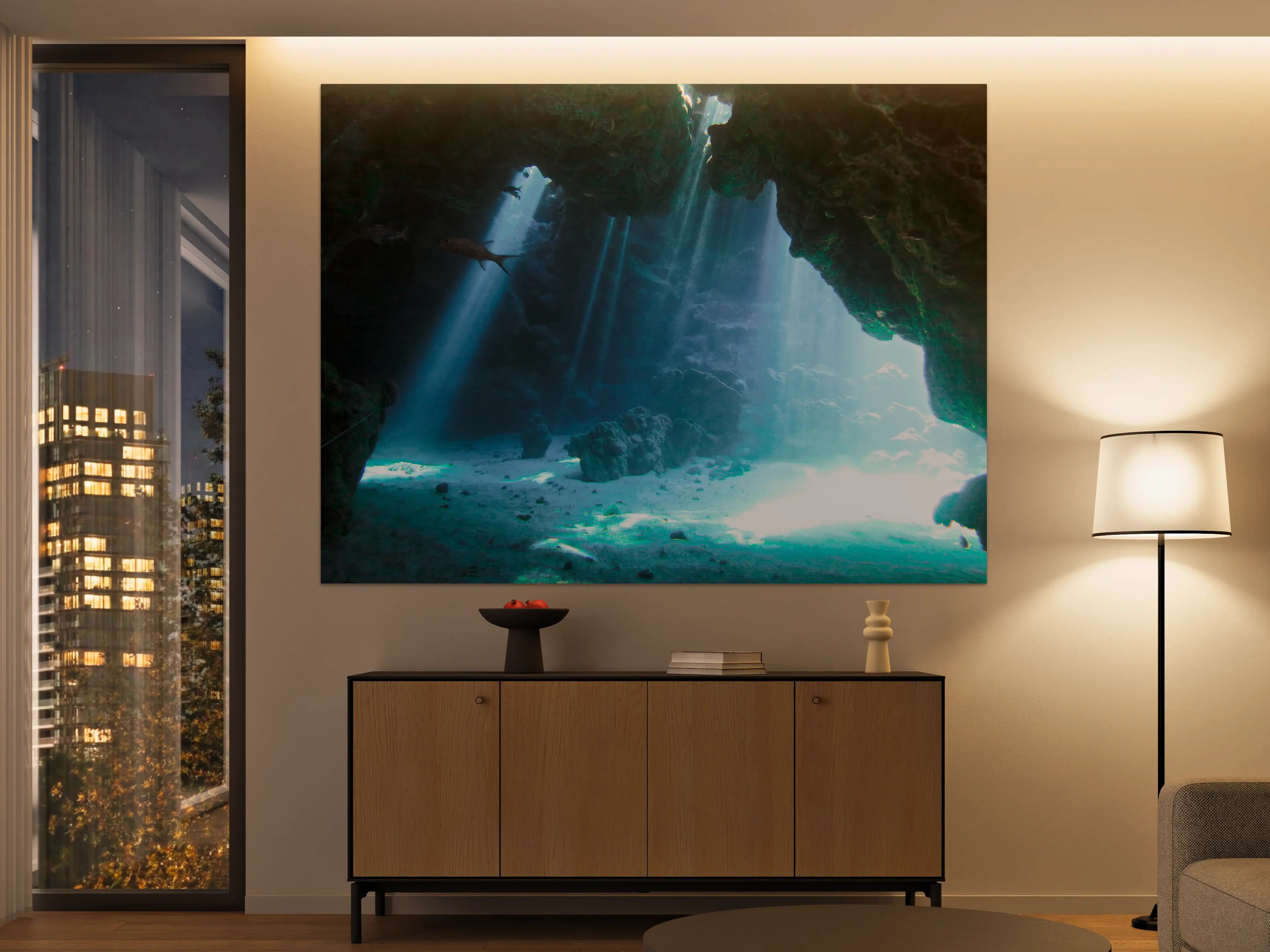 Große Wandbilder - Unterwasserhöhle mit Sonnenstrahlen - Japan