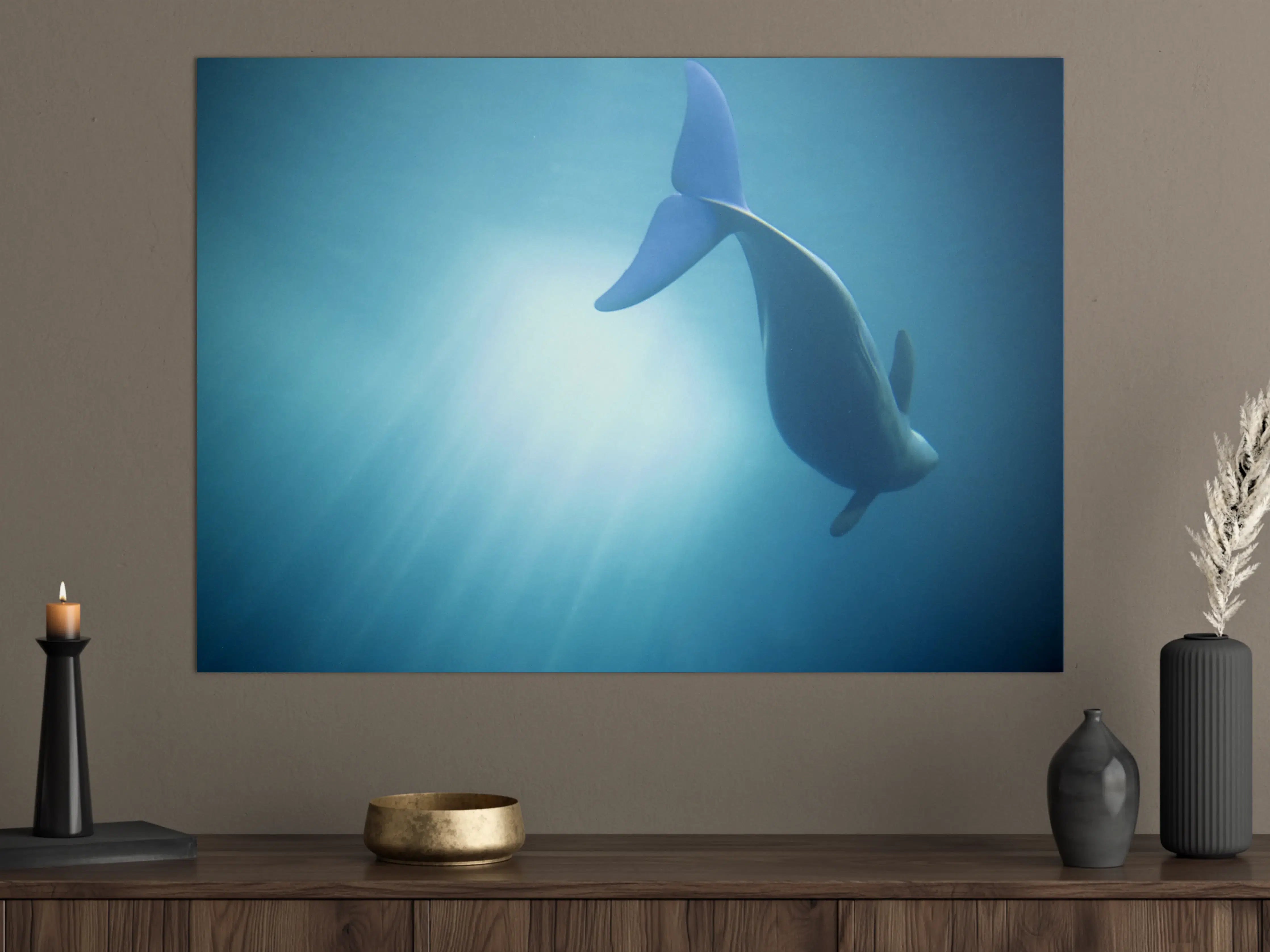 Große Wandbilder - Unterwasserjunkie - Delfin in Blau