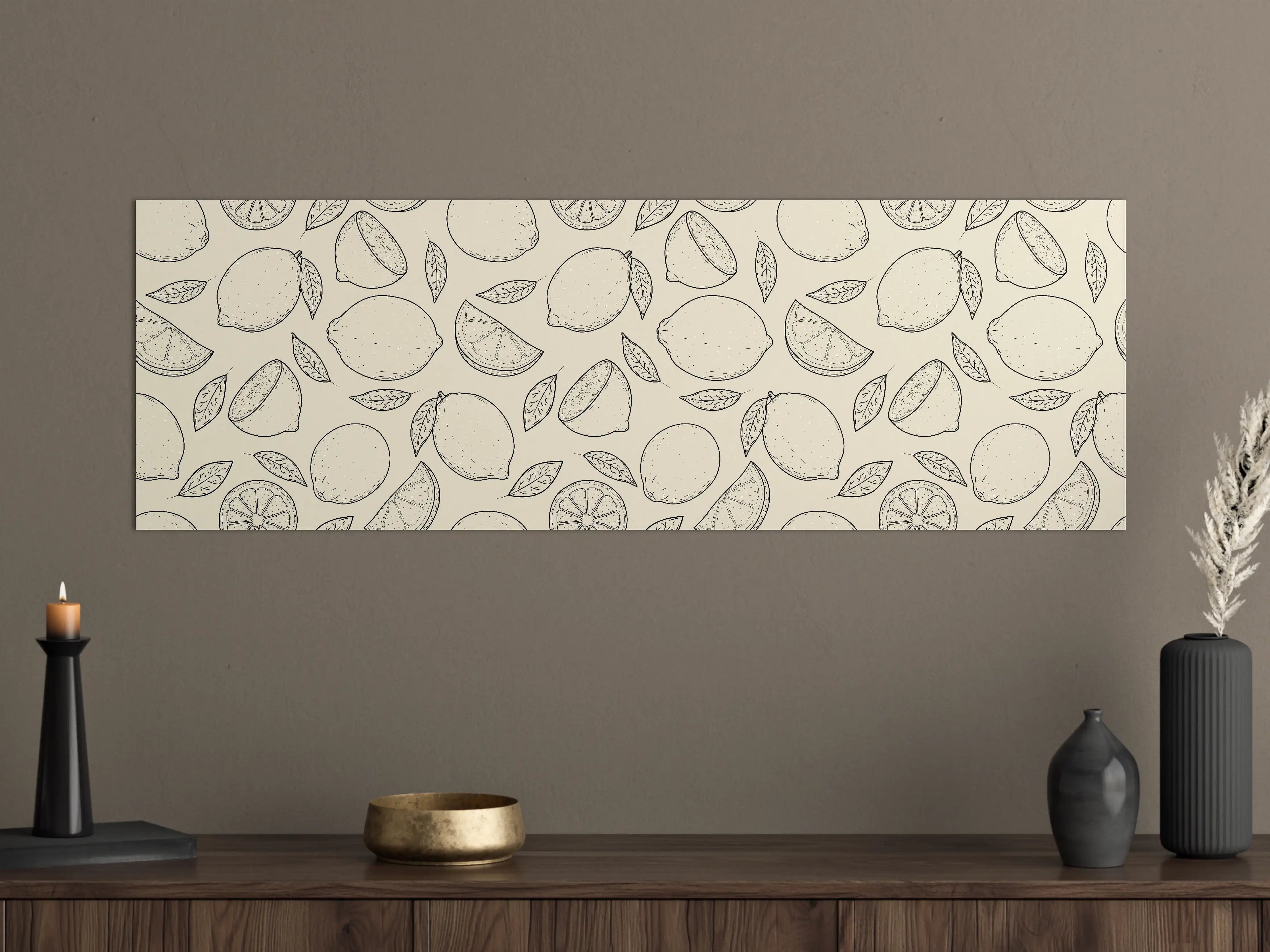 Große Wandbilder - Urban Lemon Zitronen-Muster Beige