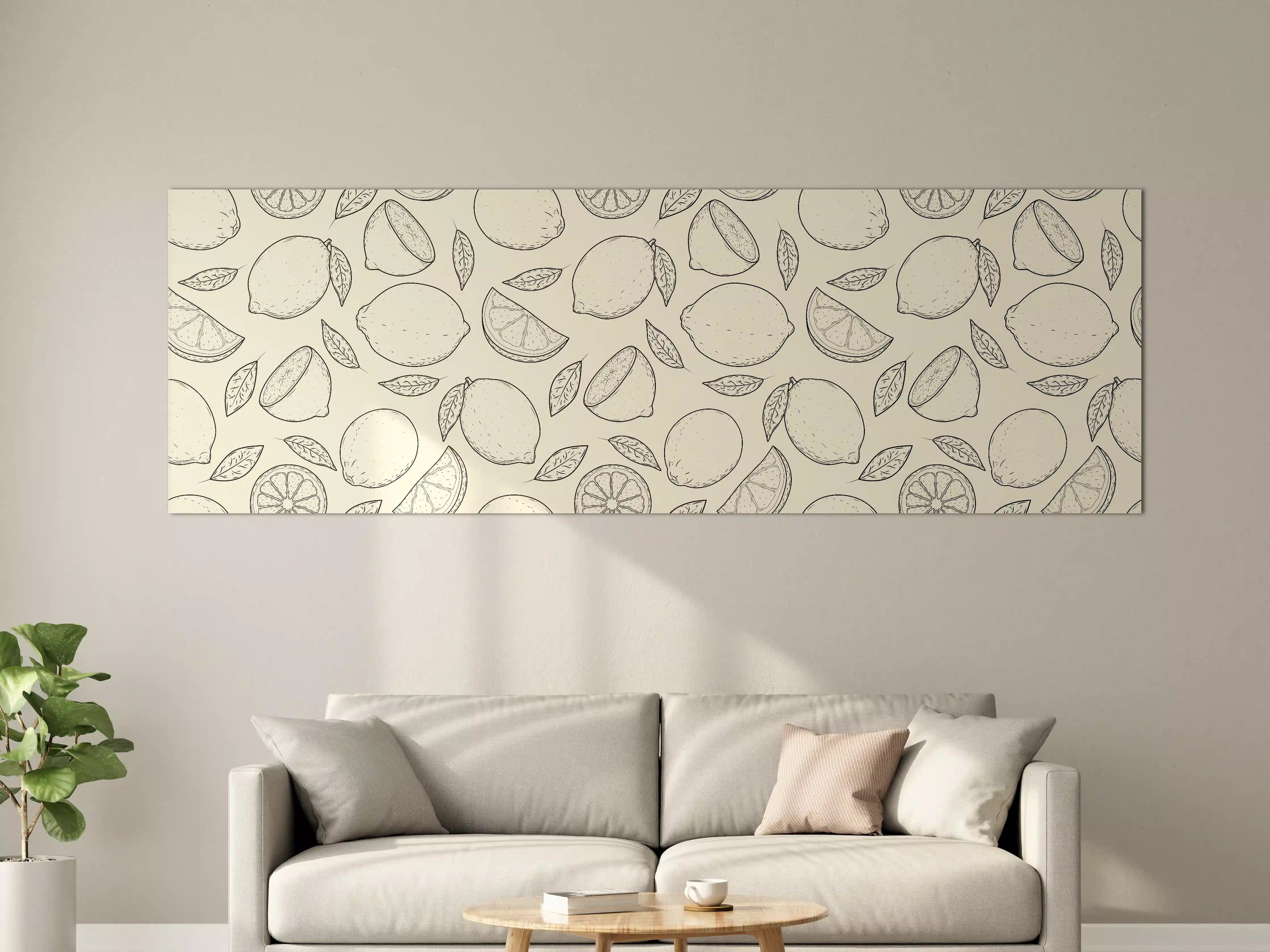 Große Wandbilder - Urban Lemon Zitronen-Muster Beige