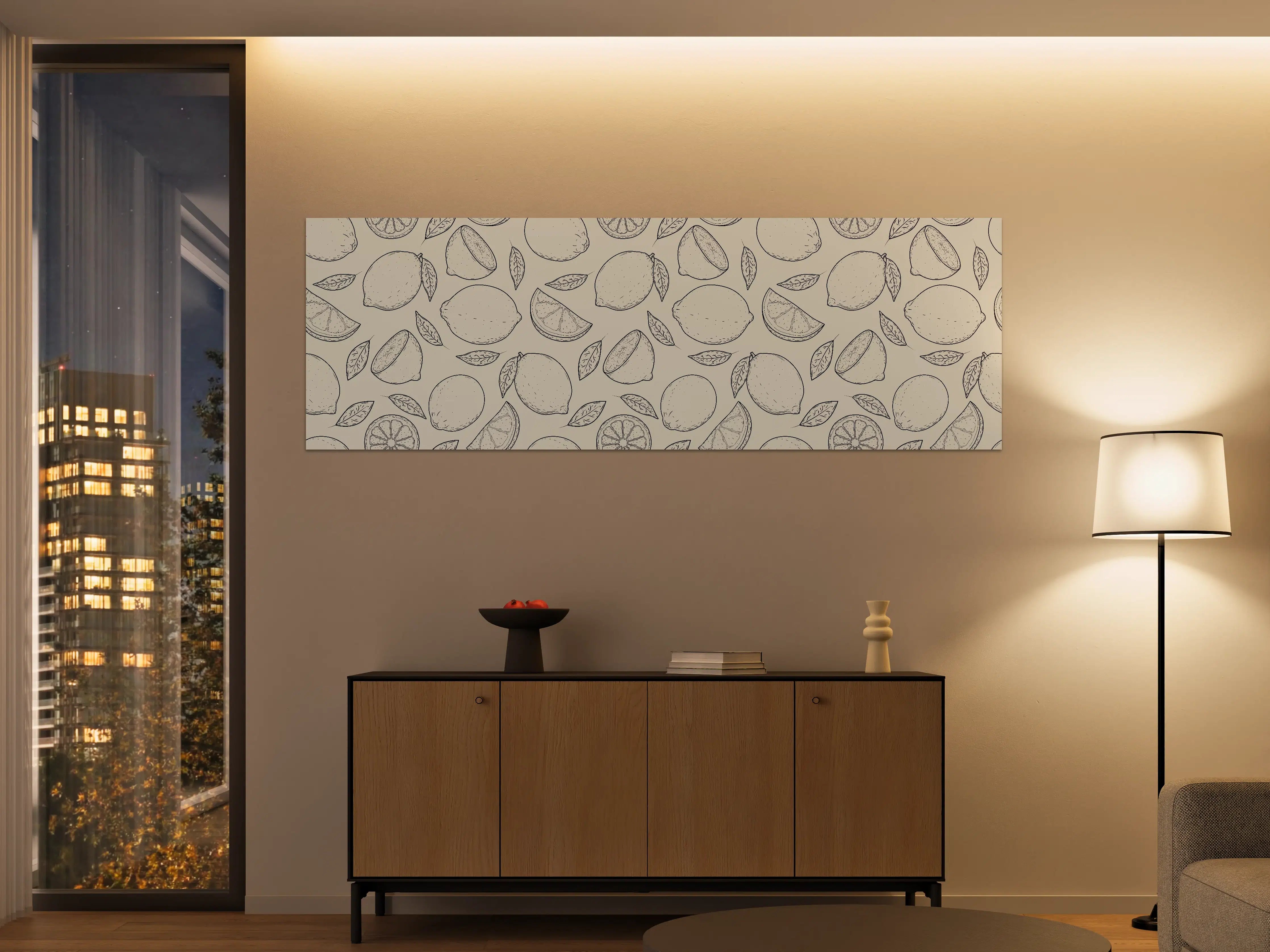 Große Wandbilder - Urban Lemon Zitronen-Muster Beige