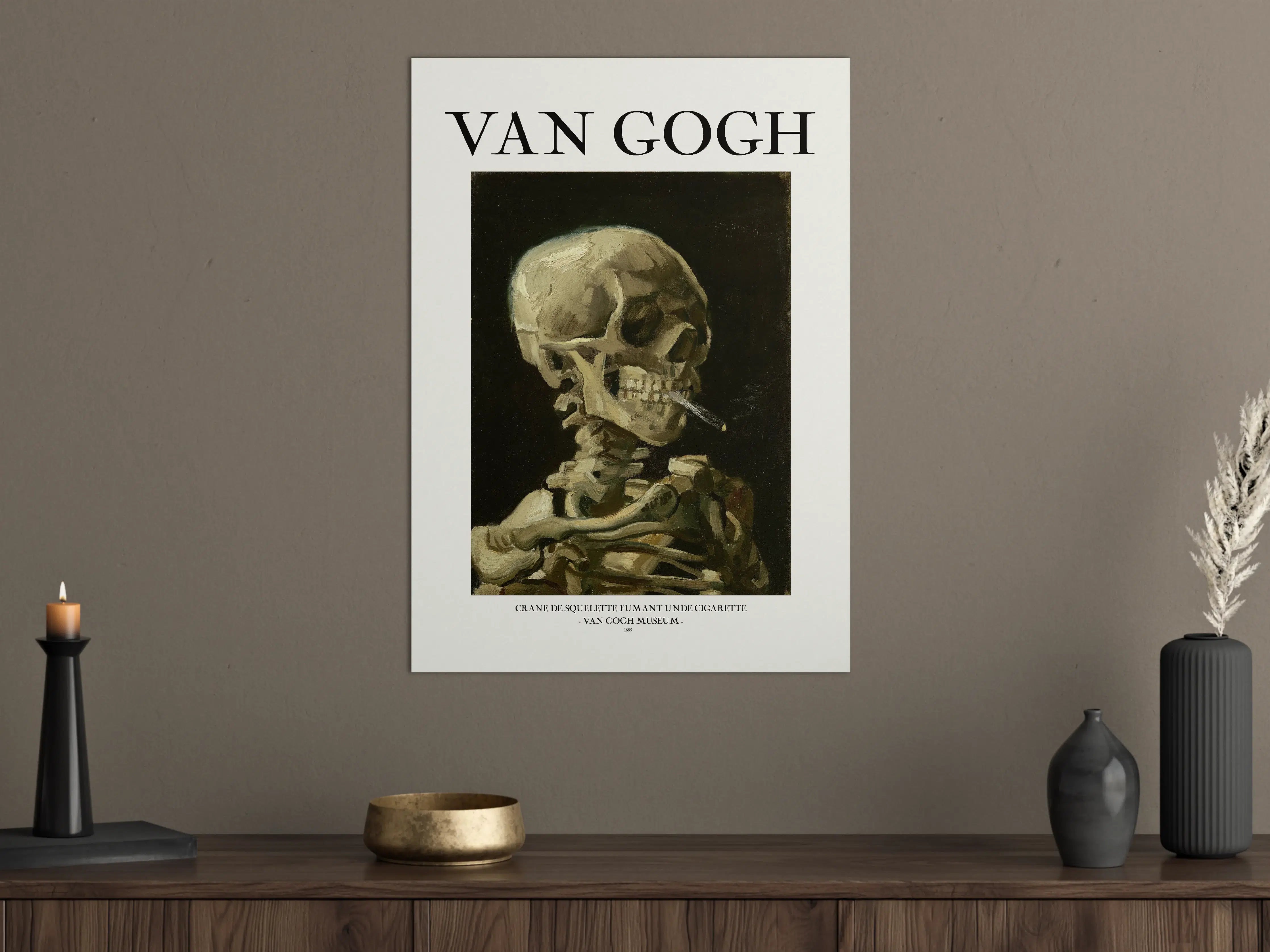 Große Wandbilder - Van Gogh Knochenporträt mit Zigarettenrauch