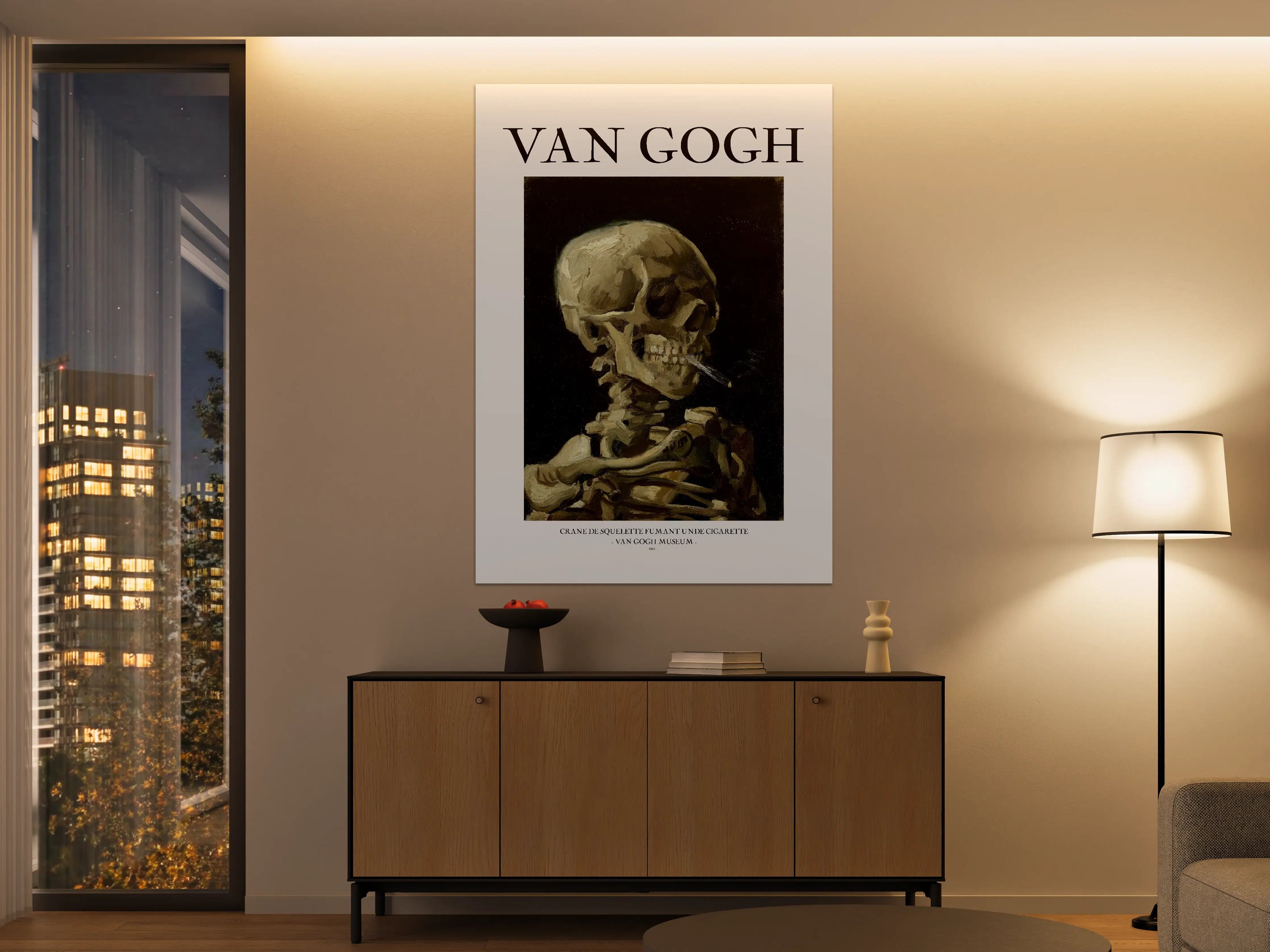 Große Wandbilder - Van Gogh Knochenporträt mit Zigarettenrauch