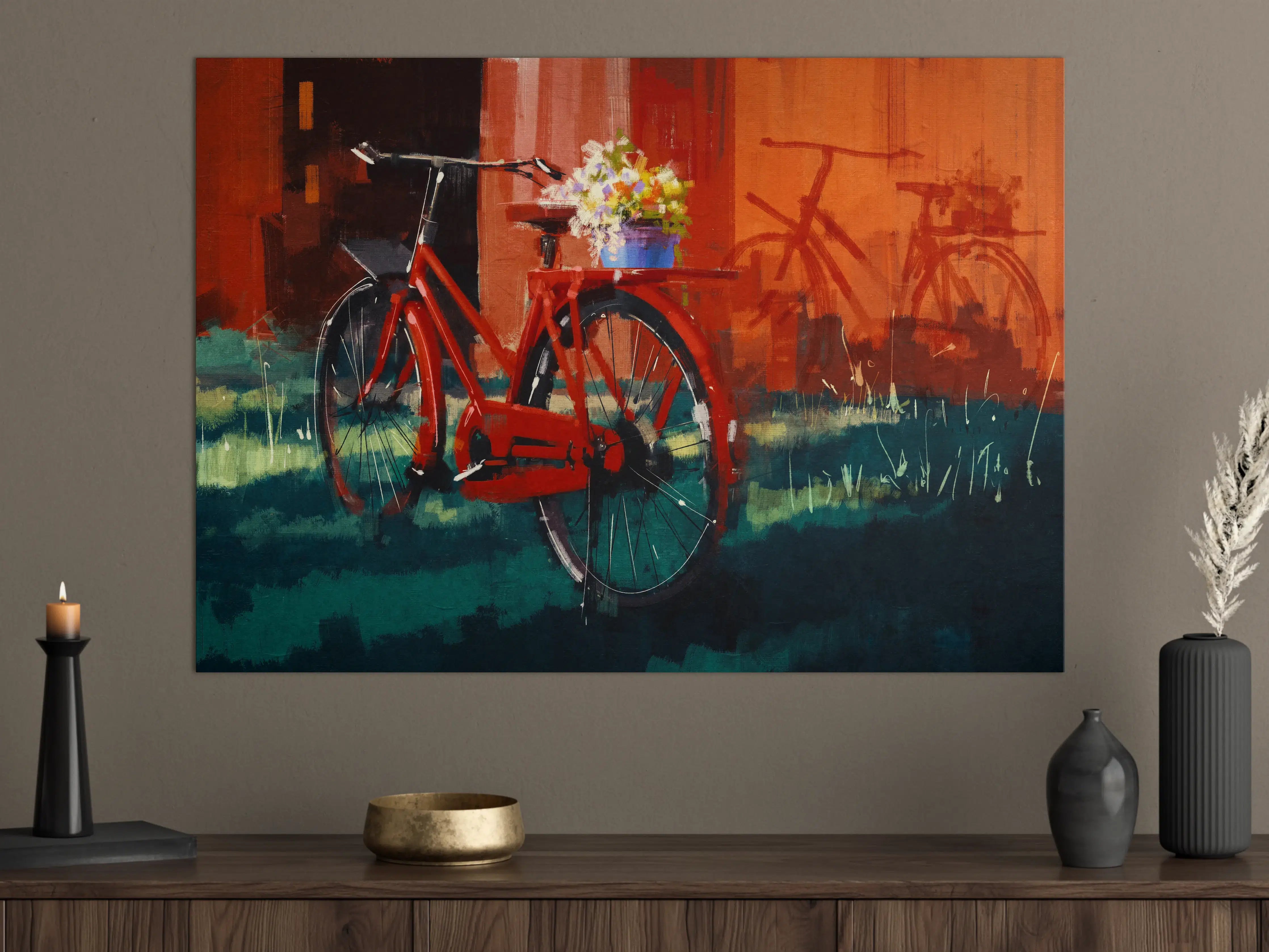 Große Wandbilder - Velo vor rotem Gebäude