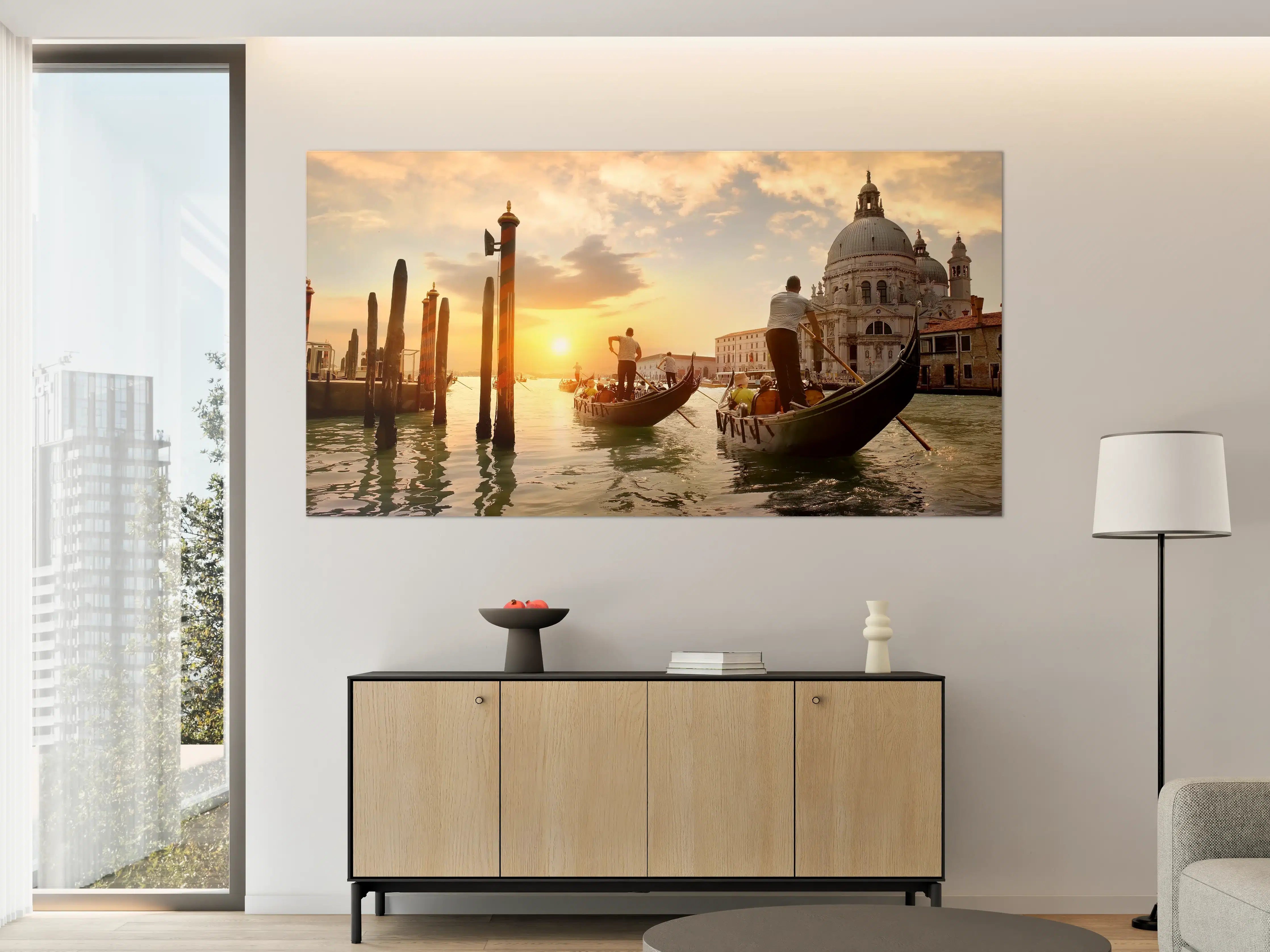 Große Wandbilder - Venetian Sunset with Gondolas
