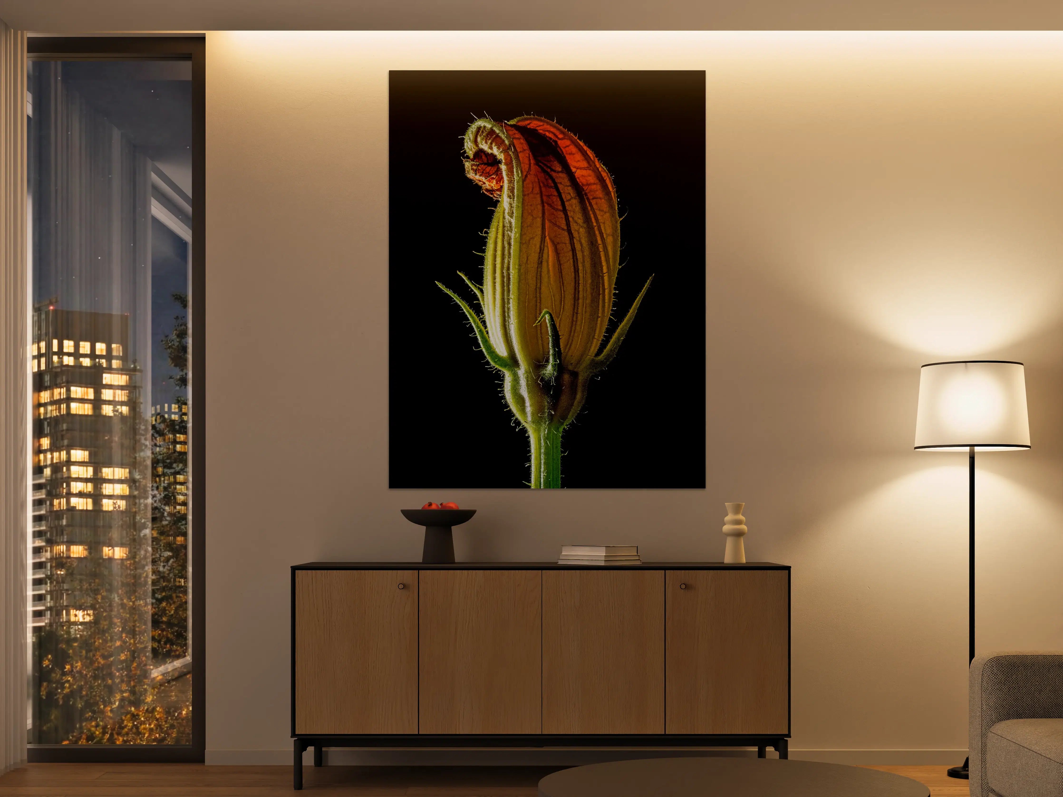 Große Wandbilder - Verschlossene Blumenknospe im Gegenlicht