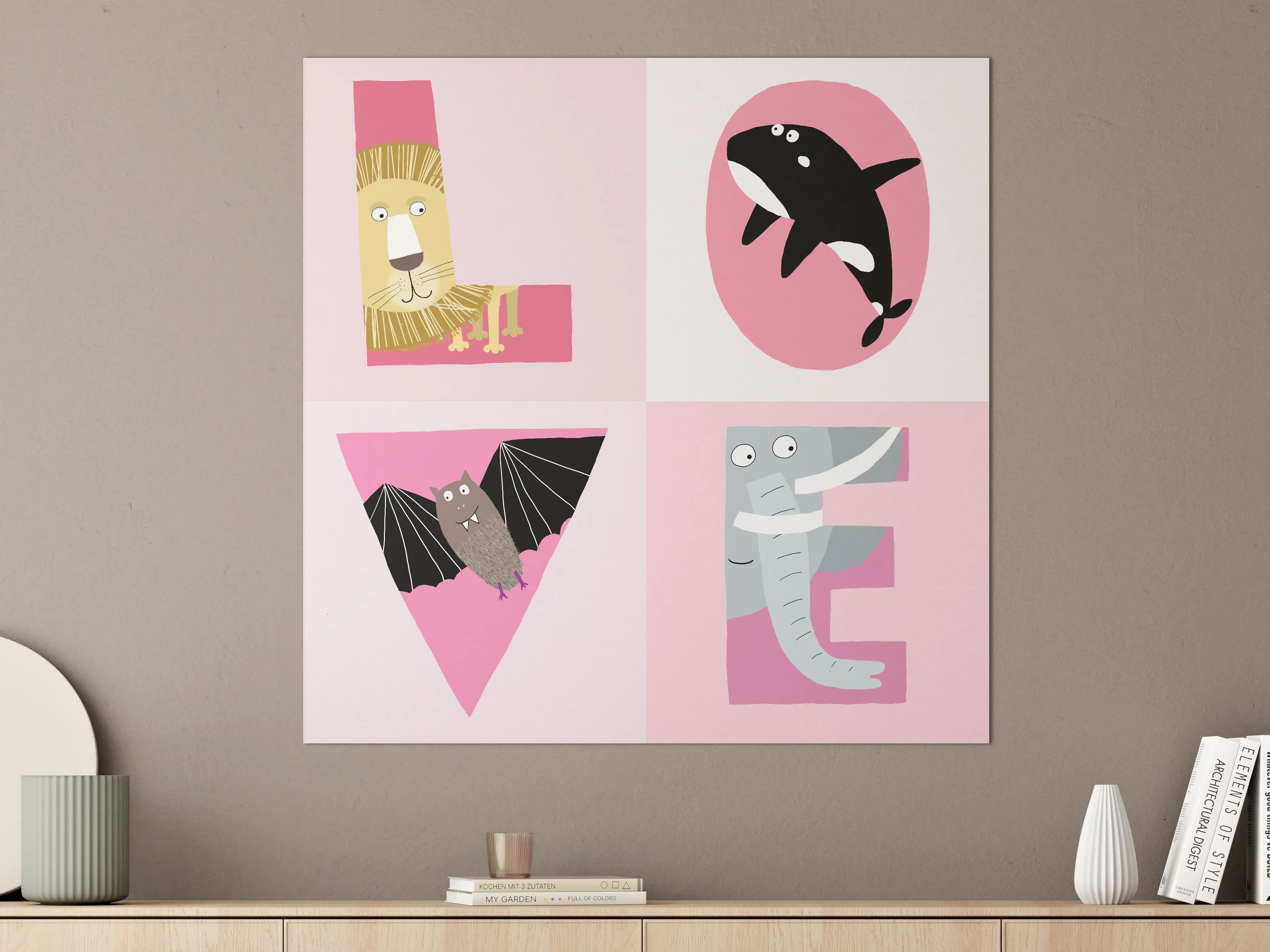 Große Wandbilder - Verspielte Dschungeltier-Illustration