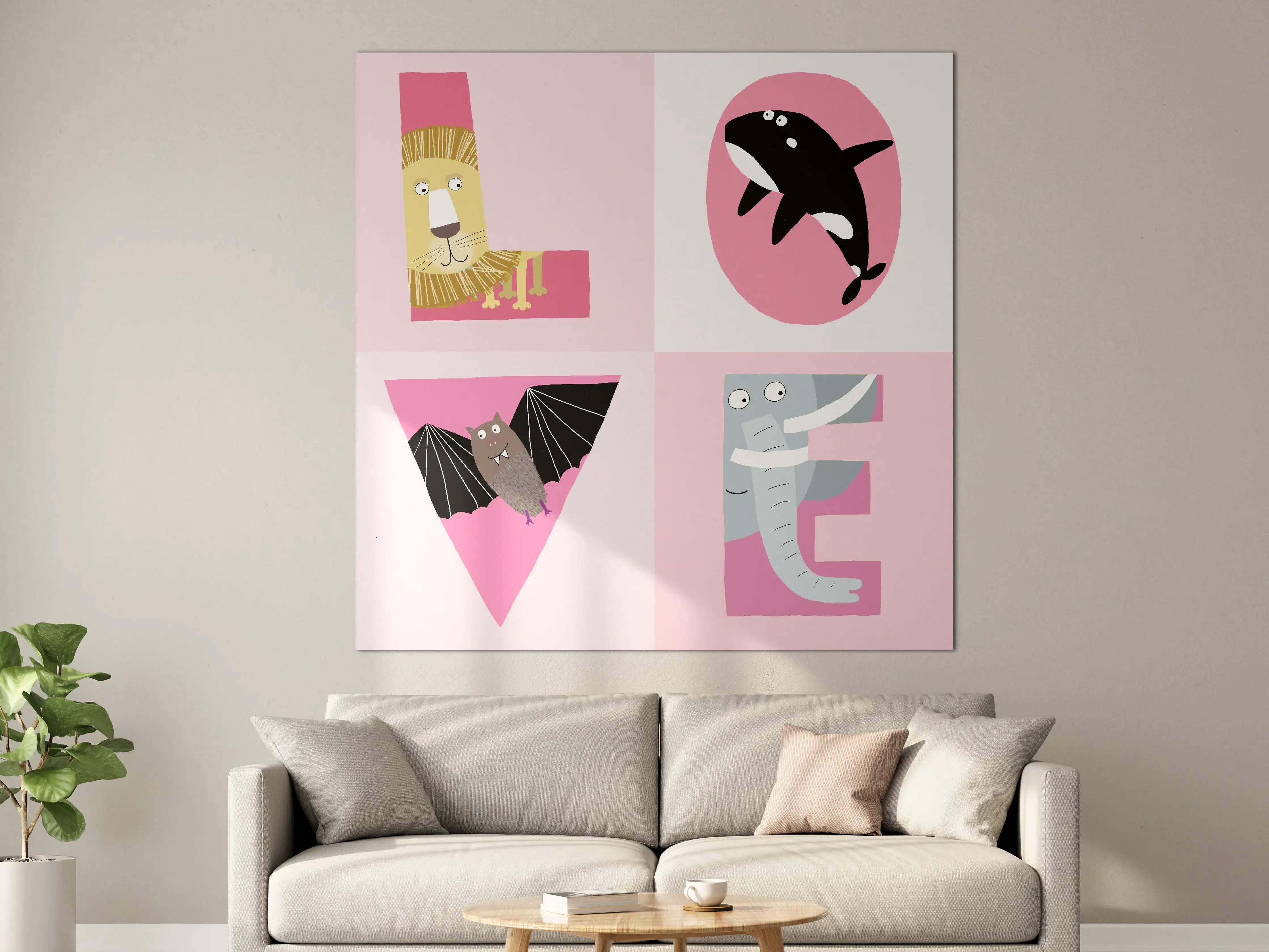 Große Wandbilder - Verspielte Dschungeltier-Illustration