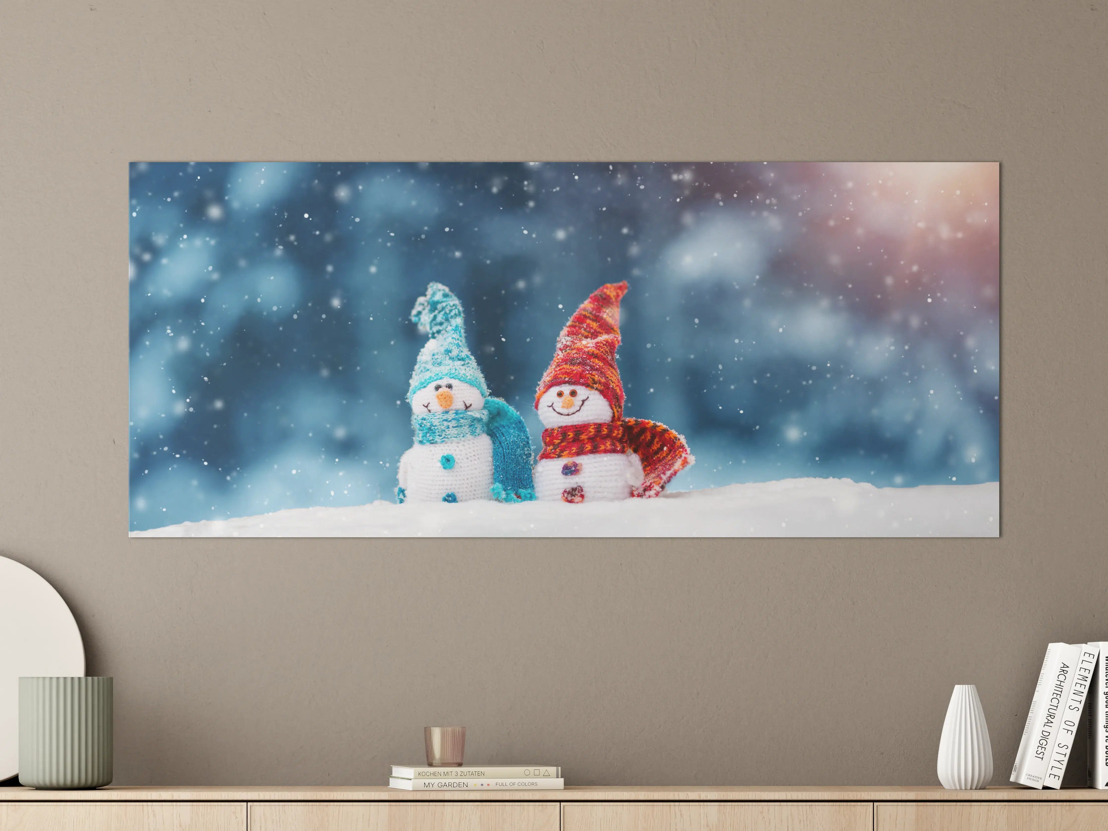 Große Wandbilder - Verspielter Schneemann im Winter