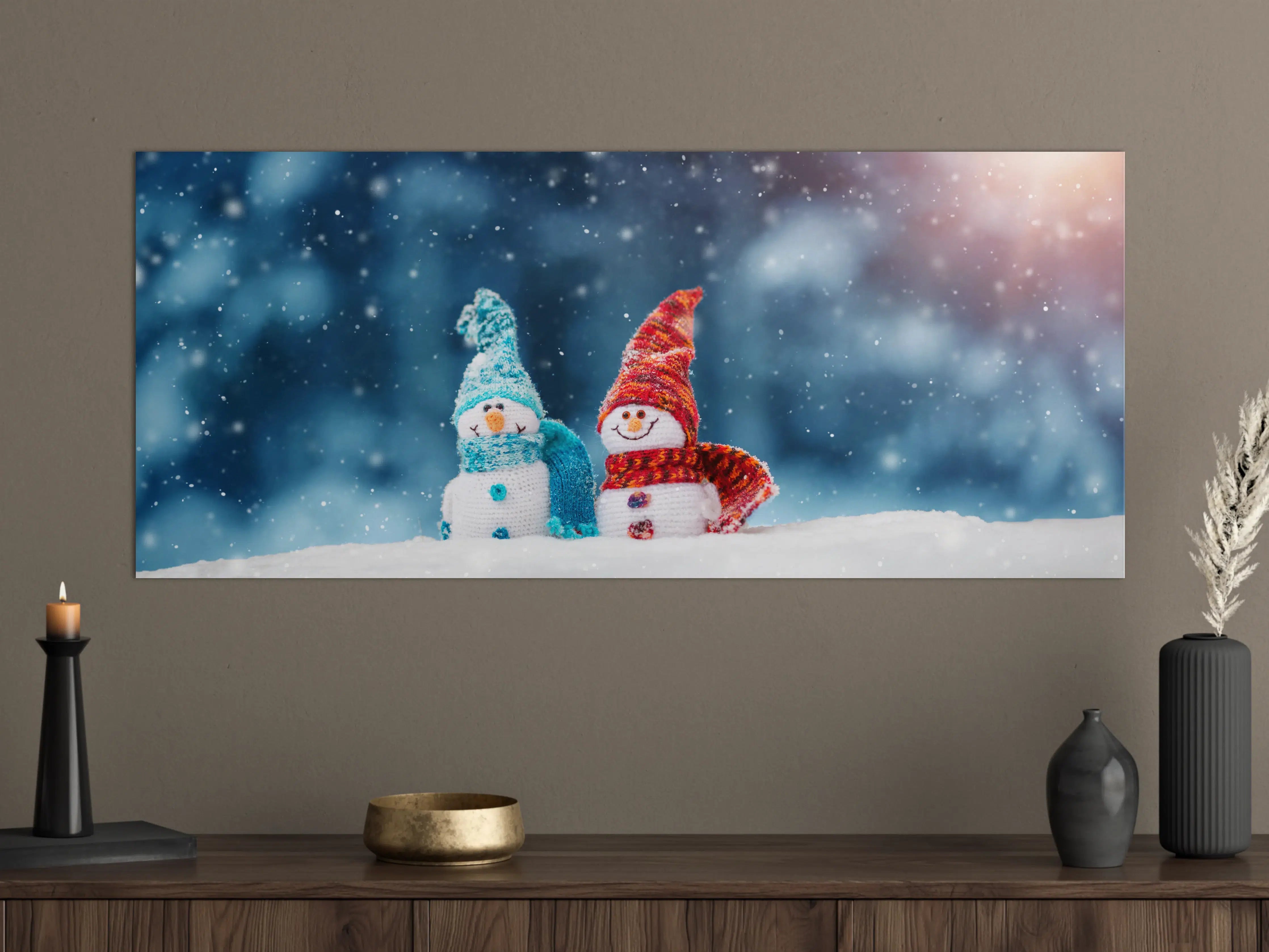 Große Wandbilder - Verspielter Schneemann im Winter