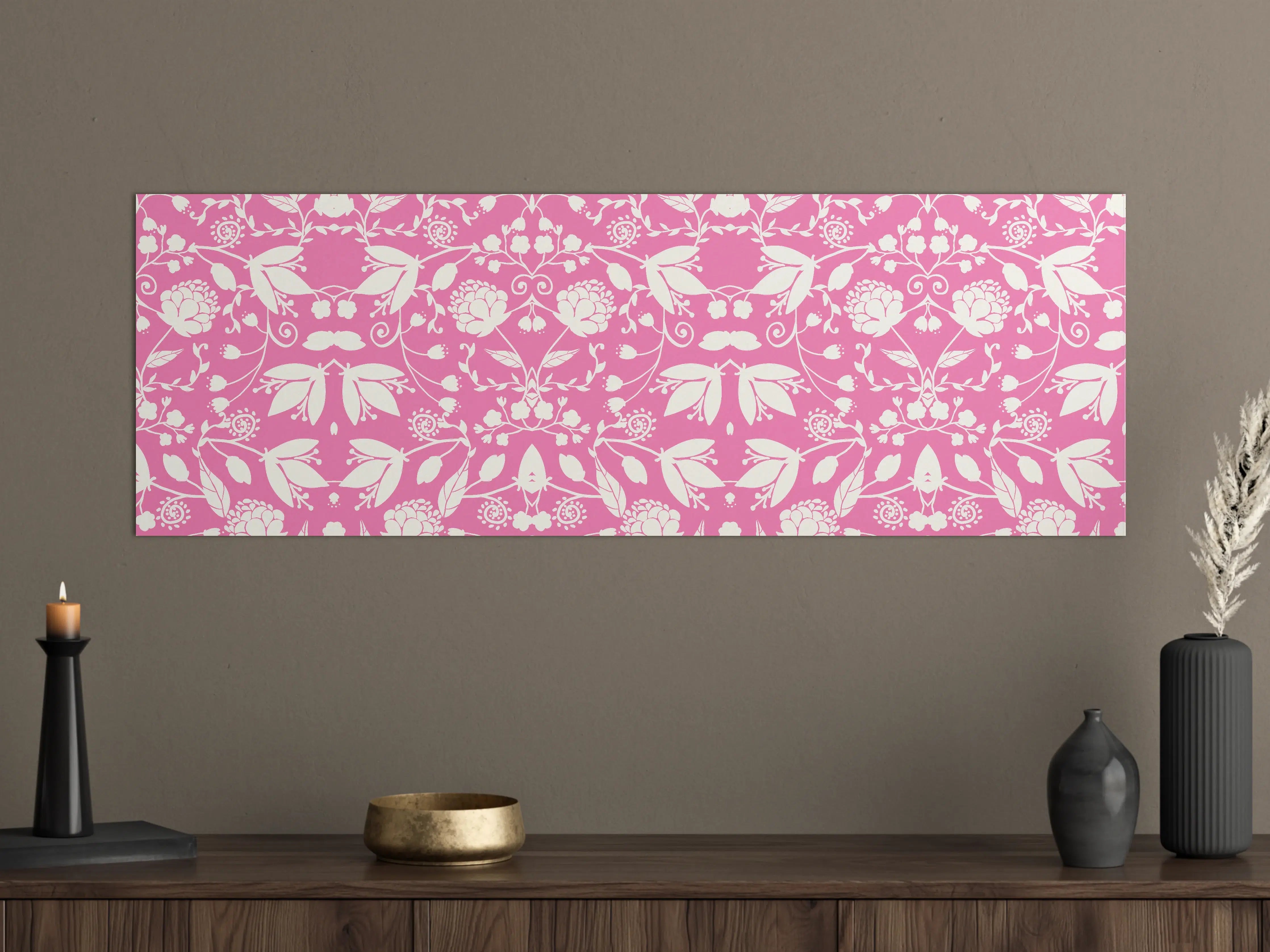 Große Wandbilder - Verspieltes Pflanzenmuster in Rosa und Weiß