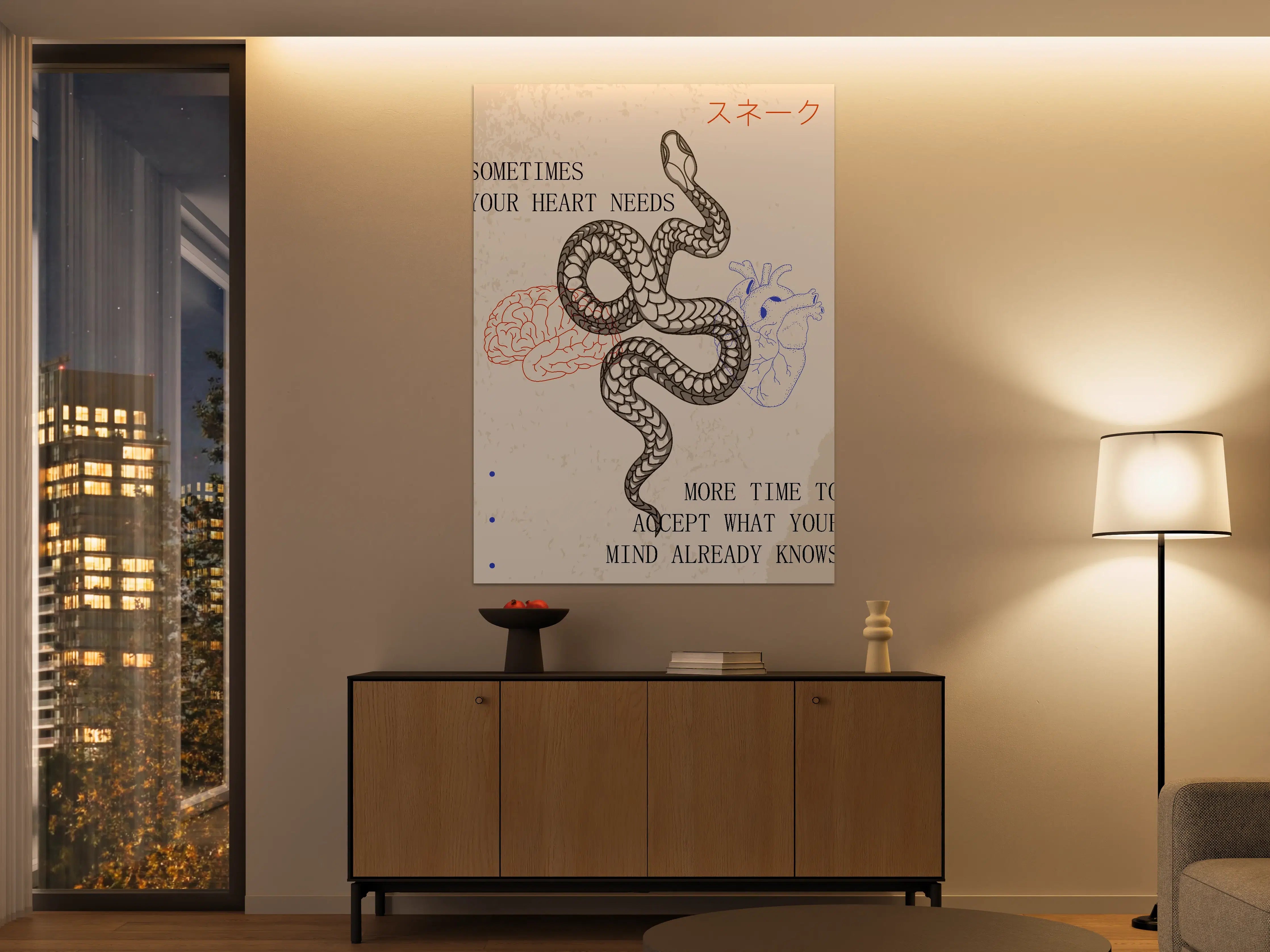 Große Wandbilder - Verspieltes Schlangen-Design mit Herz-Detail